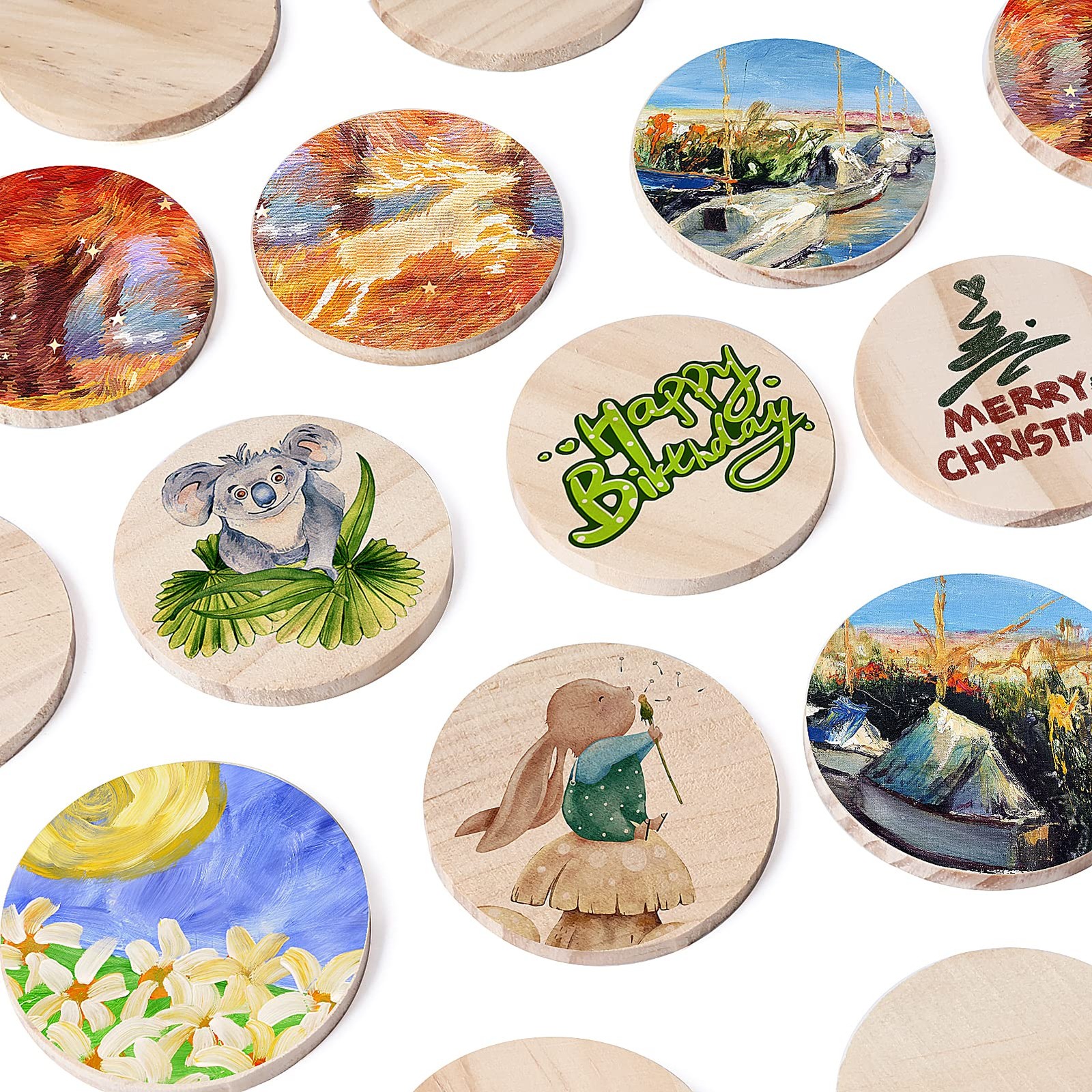 2 Inch 50 Pieces Wood Circles, GOH DODD Small Round Discs Unfinished Slices…