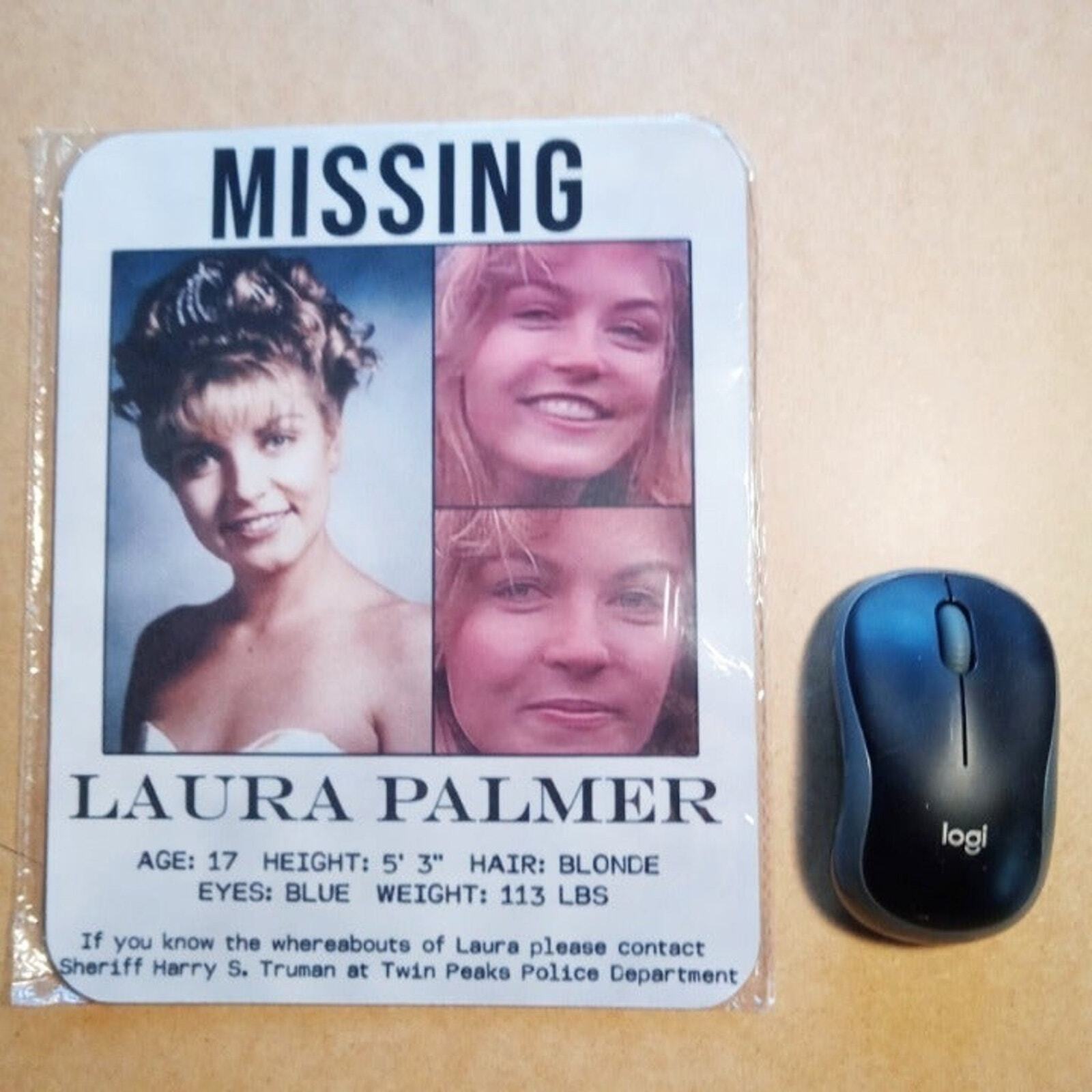 Laura Palmer missing poster (mousepad) Twin Peaks custom mouse pad 8×10 inches