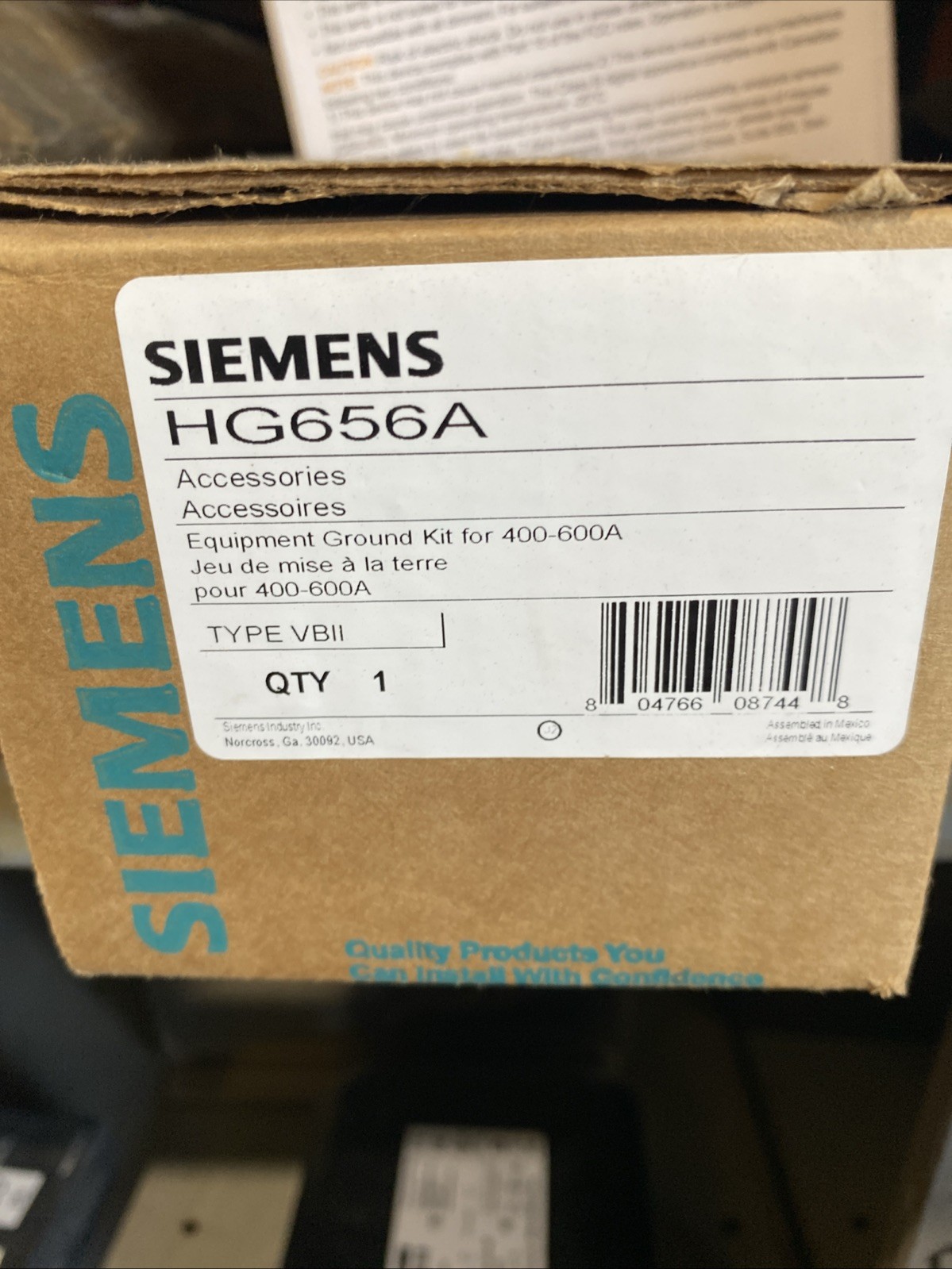 SIEMENS HG656A Equipment Ground Kit for 400-600A *NEW-In Box