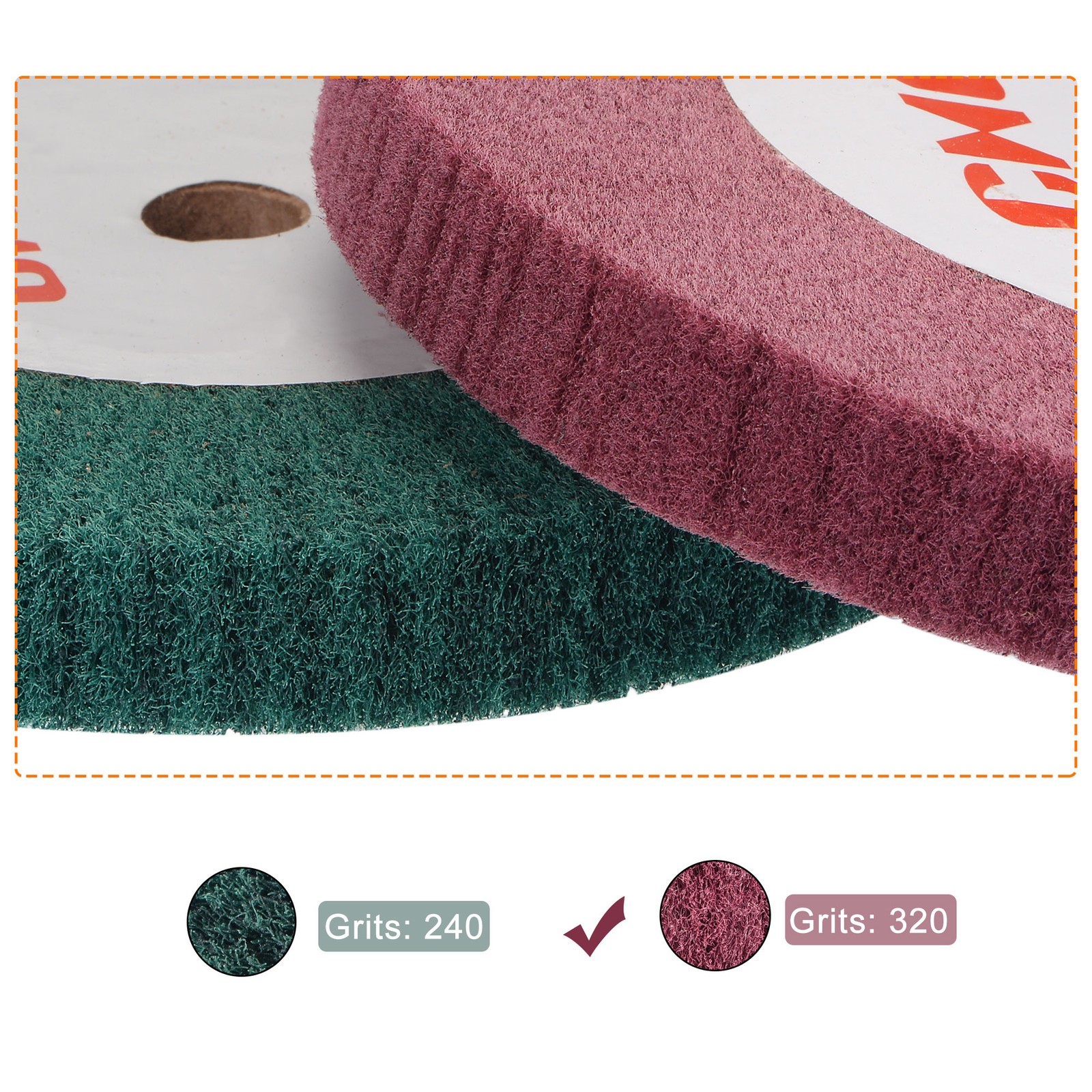 200x25mm 320 Grit Non-Woven Polishing Red Nylon Wire Drawing Abrasive Flap Wheel