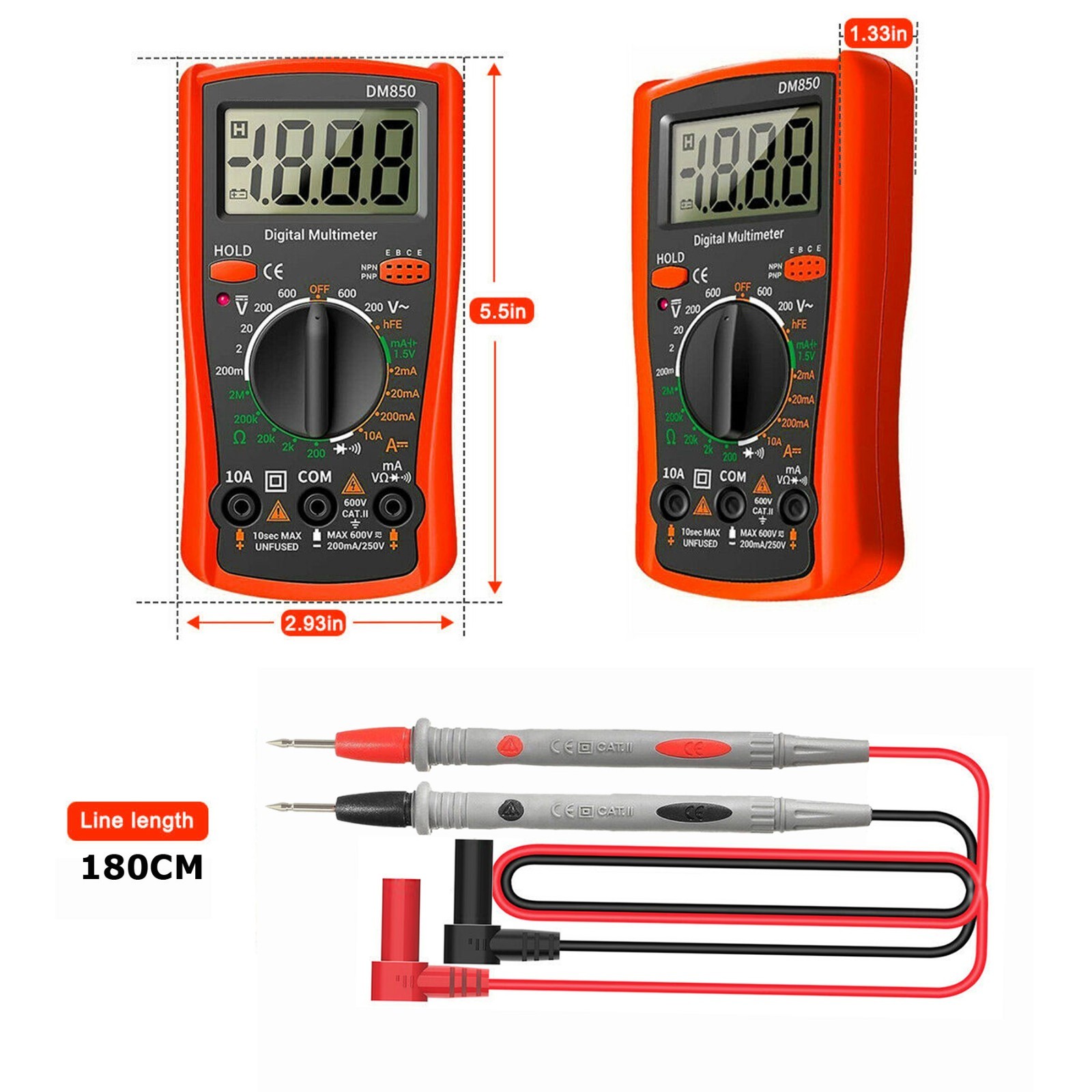 New Digital Multimeter AC DC Voltmeter Ammeter Ohmmeter Volt Tester Meter XL830L