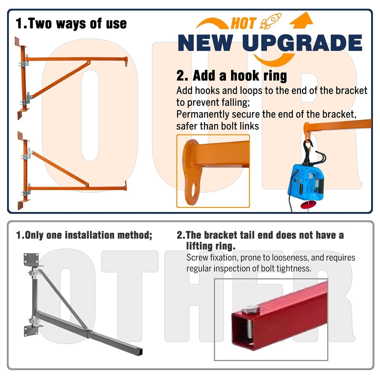 Wall Mount Jib Crane,All Steel Construction,660lbs Max Load Capacity,180 Degree