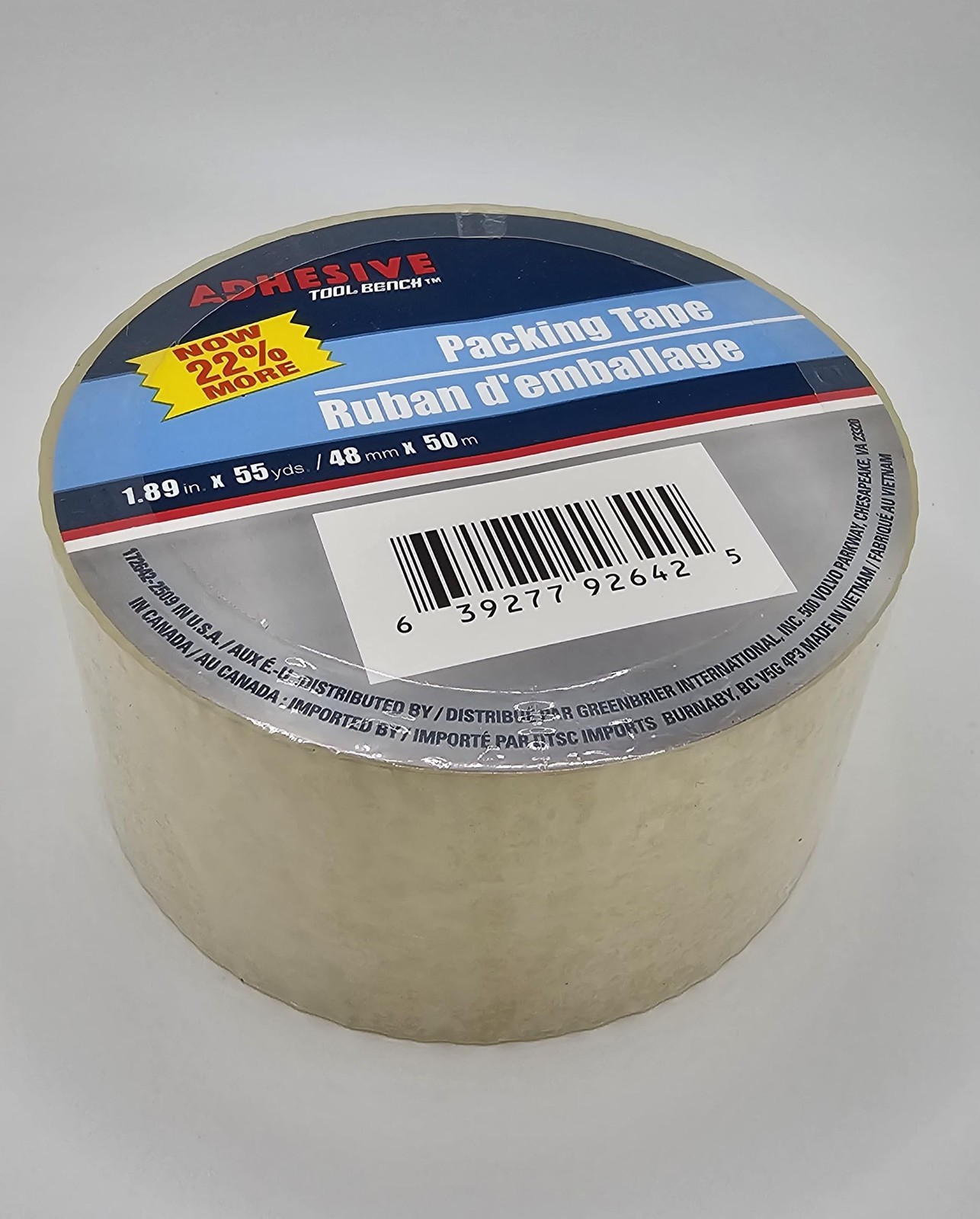 Adhesive Tool Bench Packing Tape 1.89″ x 55 Yds Clear Shipping Tape 48mm x 50m