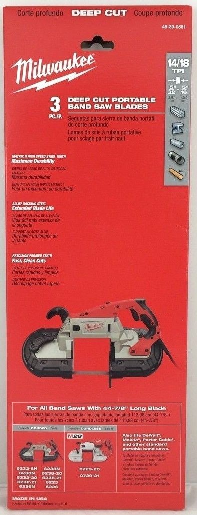 Milwaukee 48-39-0561 Standard 44-7/8 in. Band Saw Blade 14/18 tpi 3pk