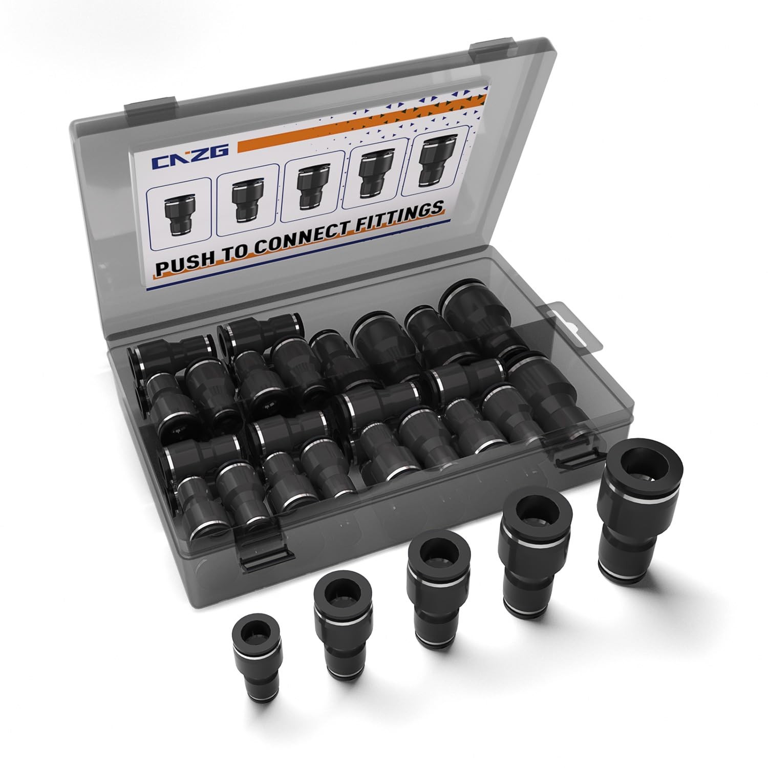 60pcs 1/4 to 3/8 Adapter 1/2 Reducer Air Line Quick Connect Fittings,PG Strai…