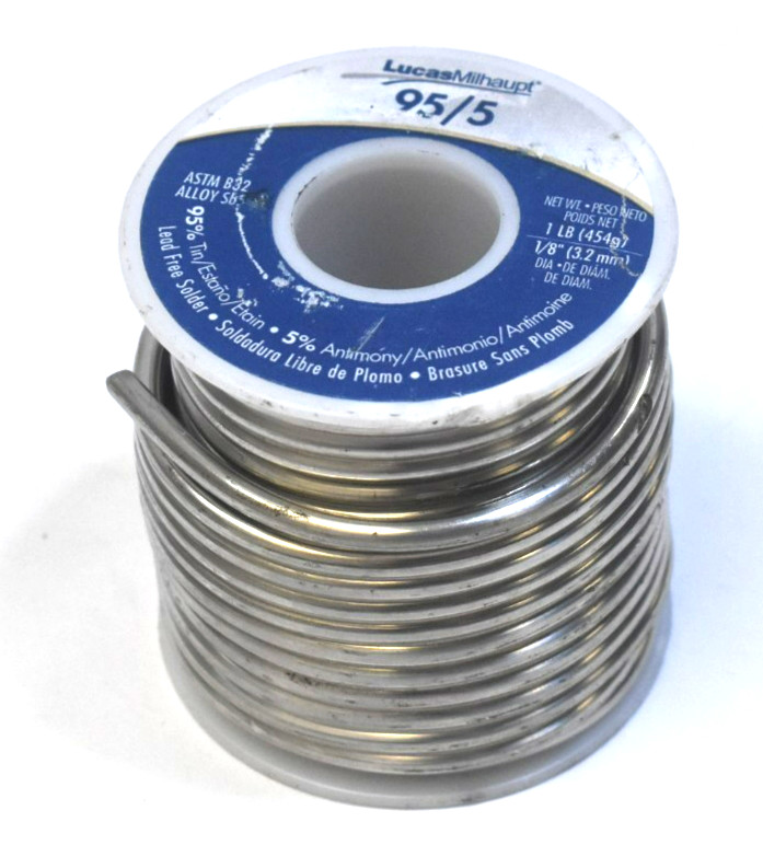 Lucas Milhaupt 95/5 1lb Wolverine Solder 1/8″ x 1lb Spool Tin Antimony Spool