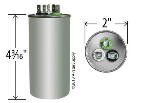 AmRad USA2222 , 20 + 5 MFD x 370 / 440 VAC Motor Run Capacitor