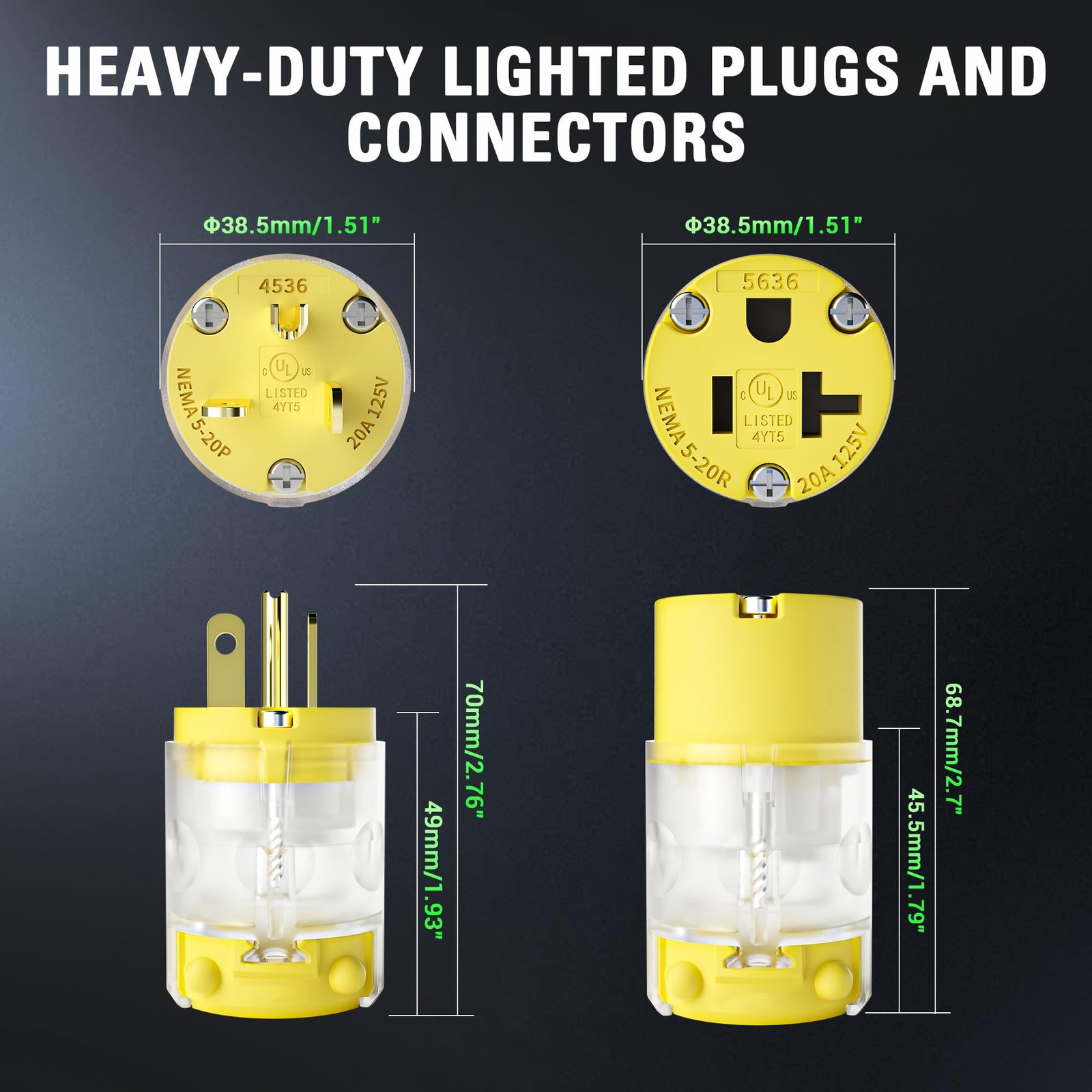 20 Amp Extension Cord Ends Lighted Connector Extension Cord Repair Female End