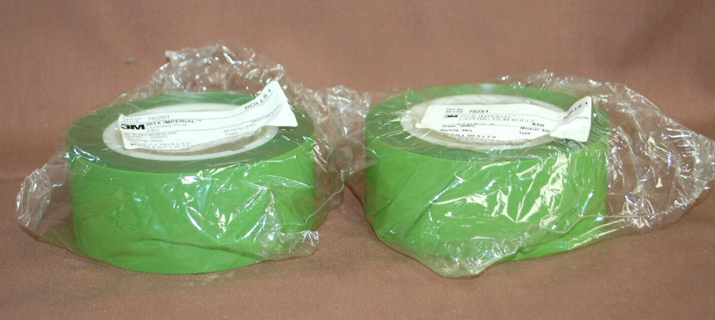 3M Green 261X Imperial Lapping Film Roll 30MIC 3MIL 2″ x 150′ x 3″ 2 Rolls T1552