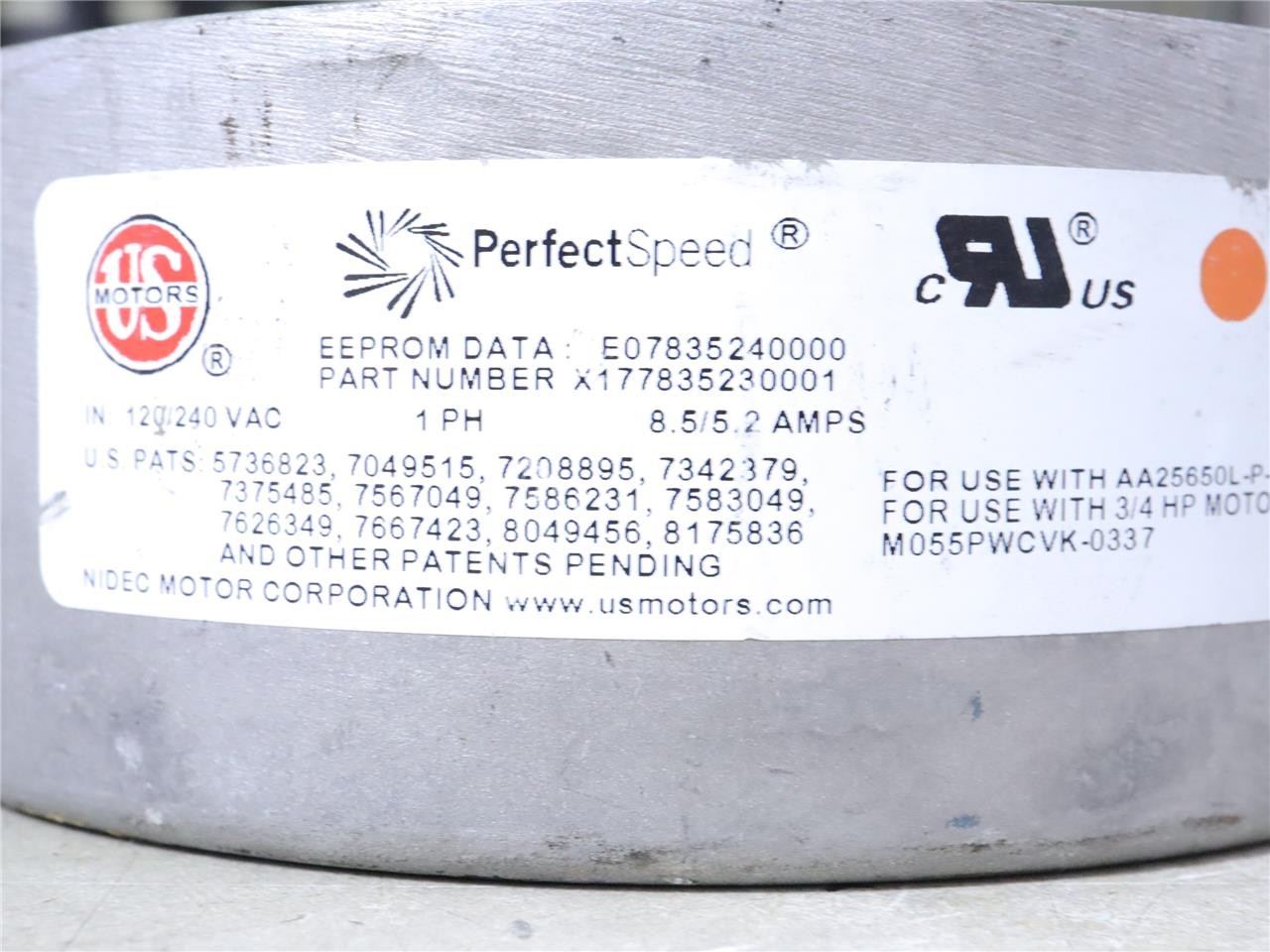 US Motors ECM for M055PWCVK-0337 0131M00271 3/4HP 120/240V V175 MODULE ONLY