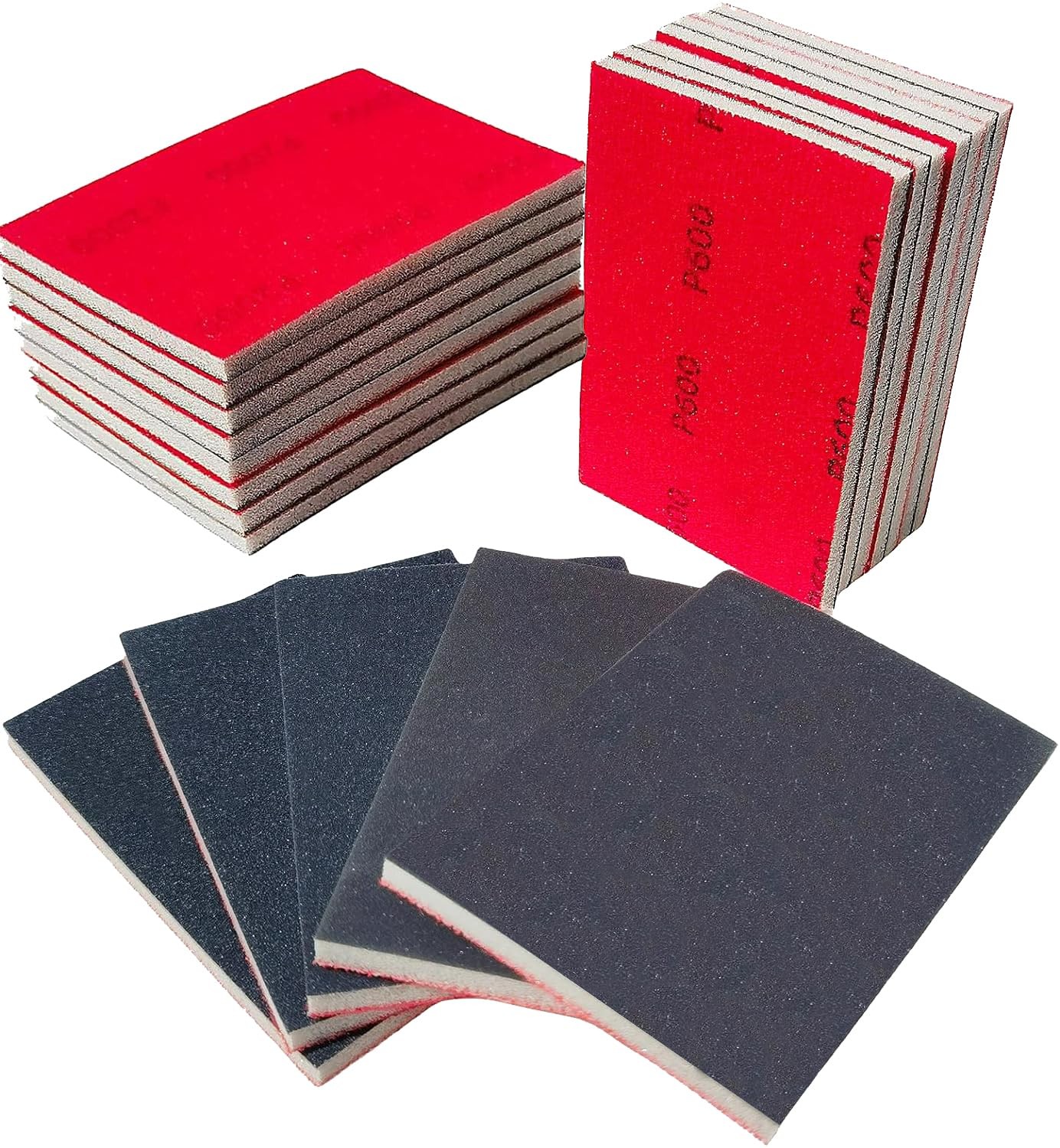 20 PCS 3 x 4 Inch 400-3000 Grit Ultra Fine Sanding Sponge, Soft Foam Red