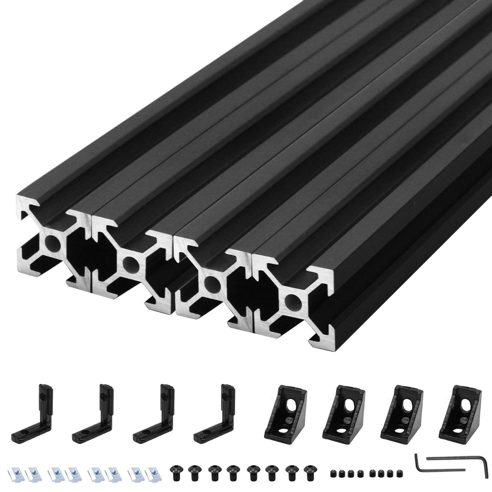 4Pack 2020 Aluminum Extrusion T-Slot 1220mm 48 inch Black Extruded Aluminum P…