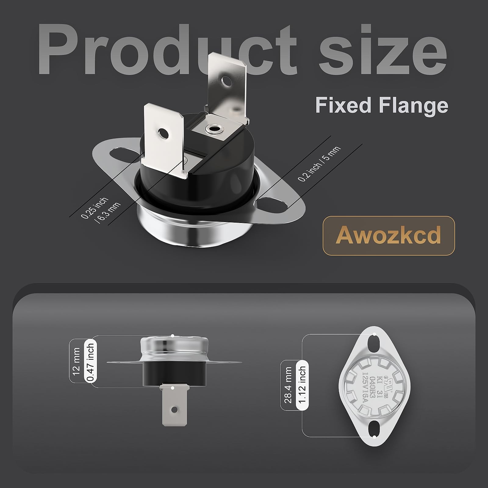 Awozkcd UL/CUL KSD301 125V 16A Thermal Switch,Circuit Off 85°C/185°F, Black
