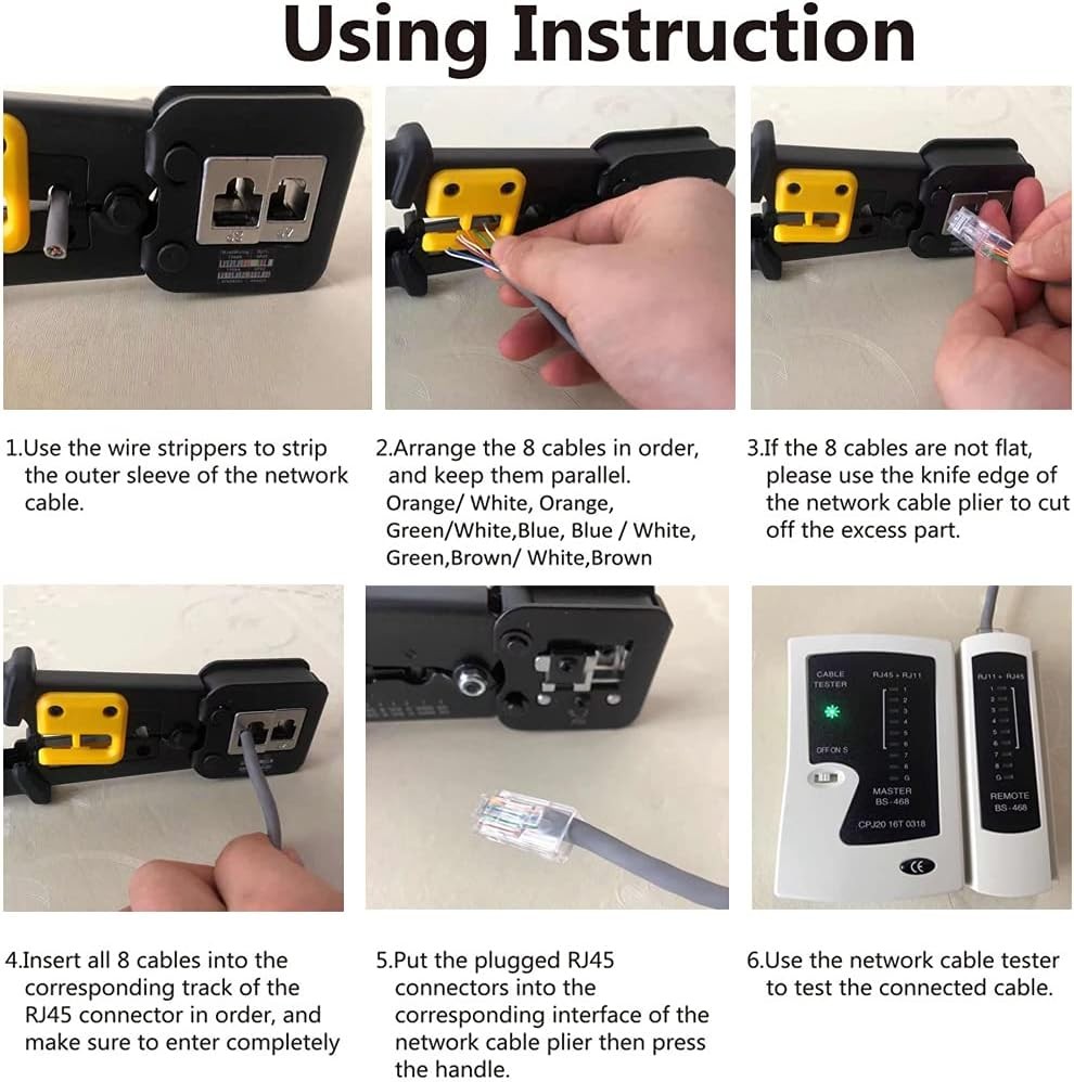 LEATBUY RJ45 Crimping Tool Kit for RJ11/RJ12/CAT5/CAT6/Cat5e, Professional Compu