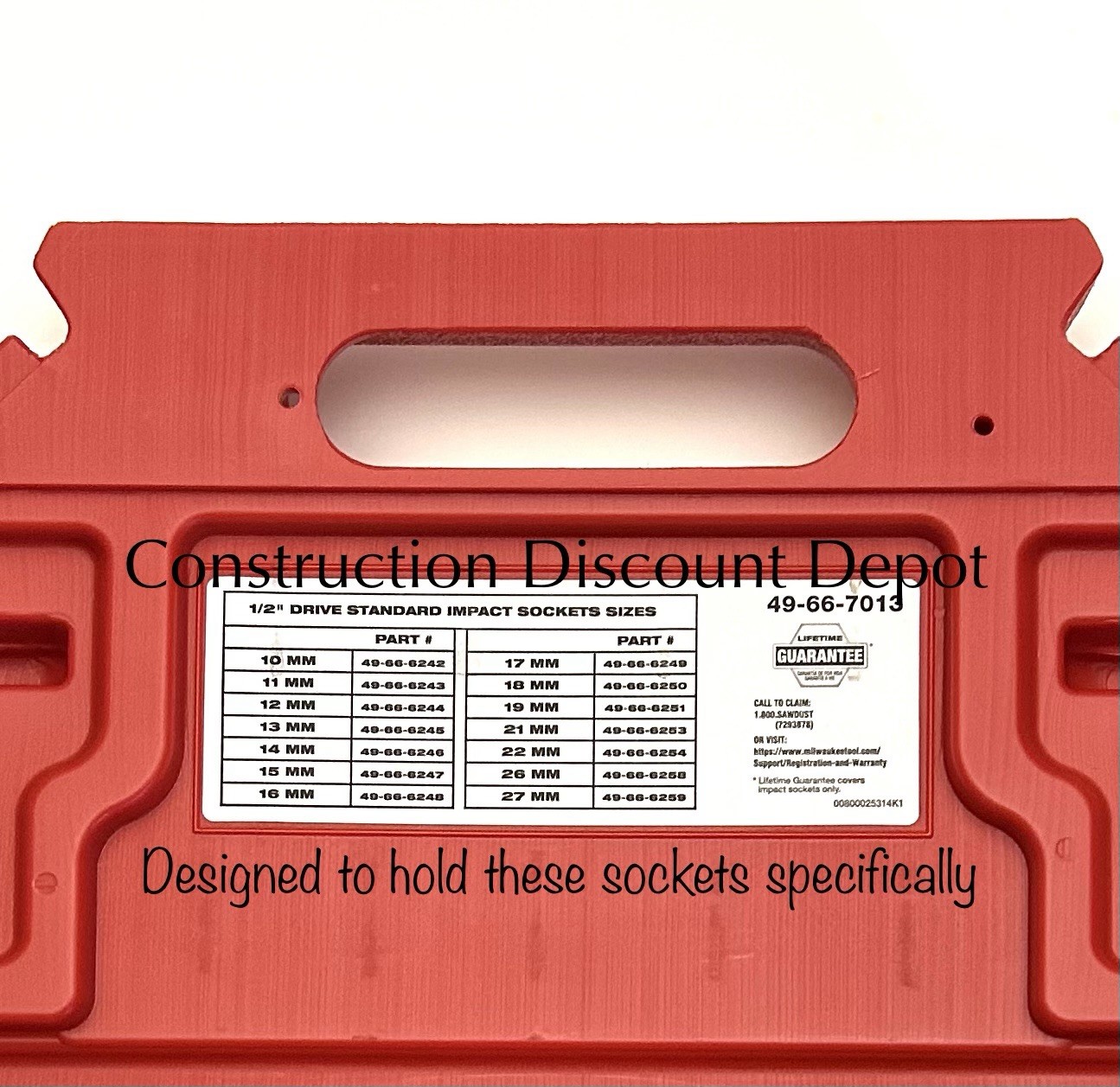 Milwaukee 49-66-7013 1/2″ Impact Socket Set Metric 14pc Replacement Empty Case