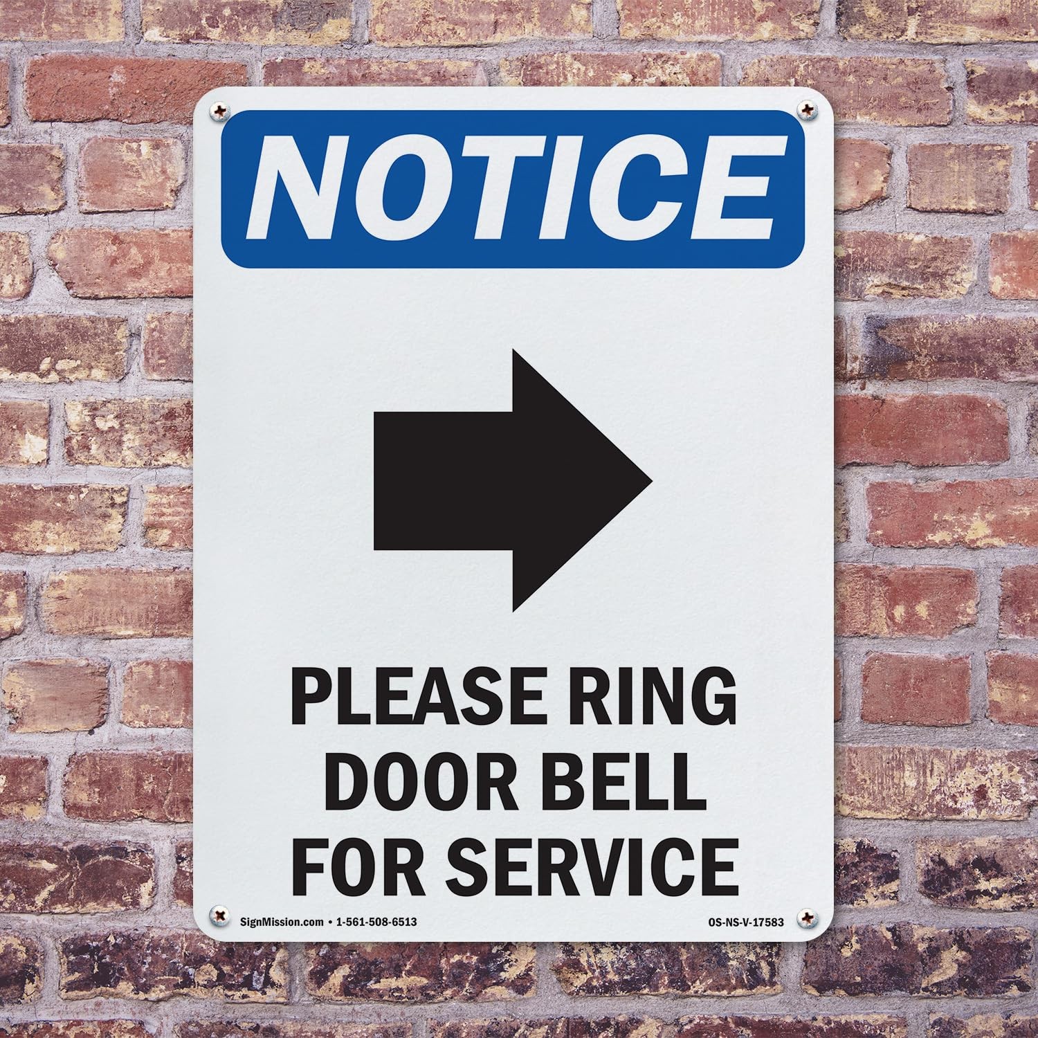Please Ring Door Bell OSHA Notice Rigid Plastic Sign 18 Inch x 12 Inch – 10 Pack