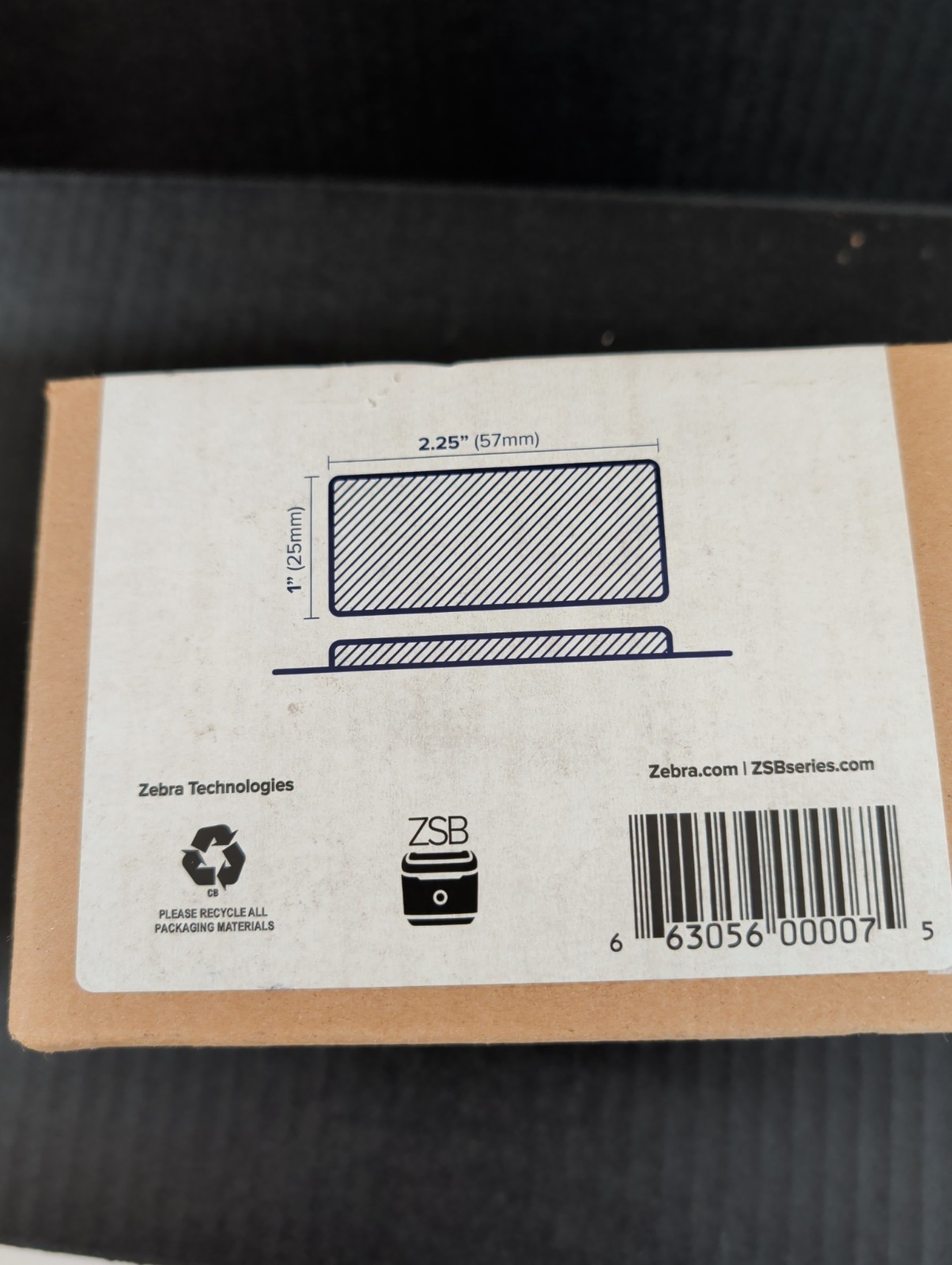 Zebra Barcode Label Cartridge 2.25” x 1” 1000 Labels Per Roll, Part# ZSB-LC6