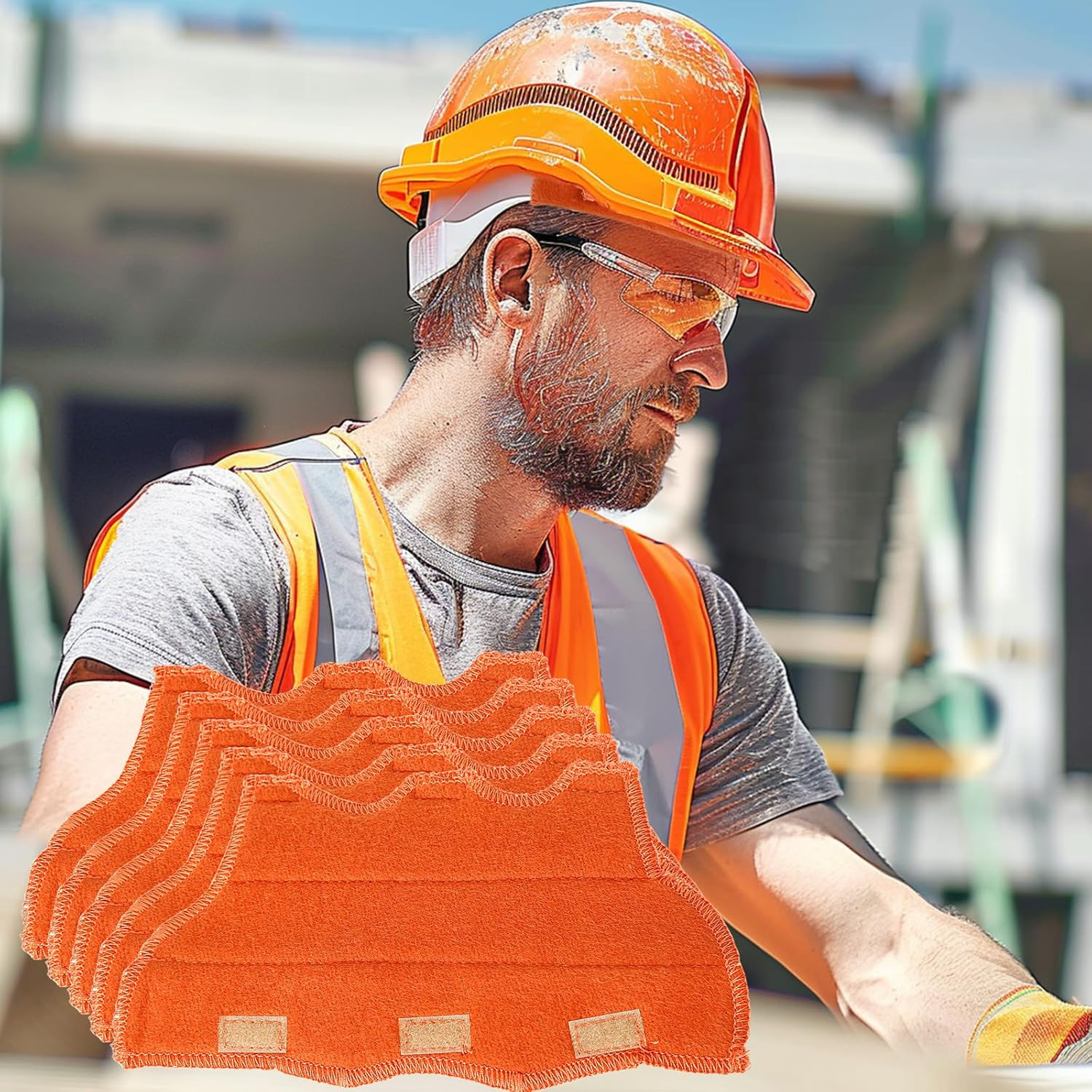 6Pcs Hard Hat Sweatband – Cotton Hard Hat Liner with Hook and Loop, Reusable Har