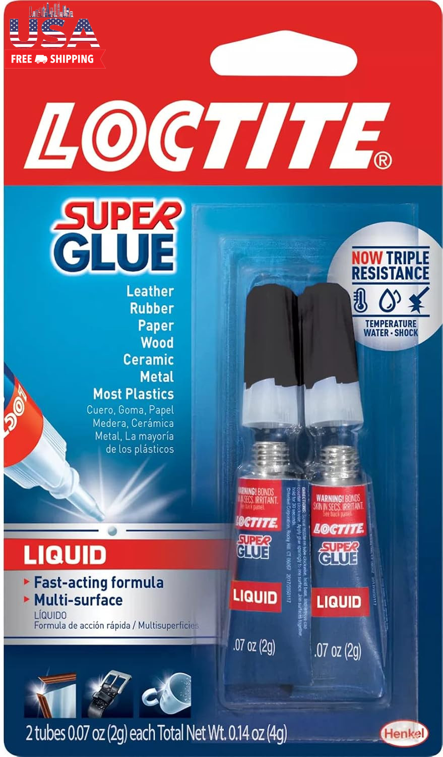 Super Glue Liquid, Clear, 0.07 Fl Oz Tube, 2 Pack – Superglue for Plastic, Wood,