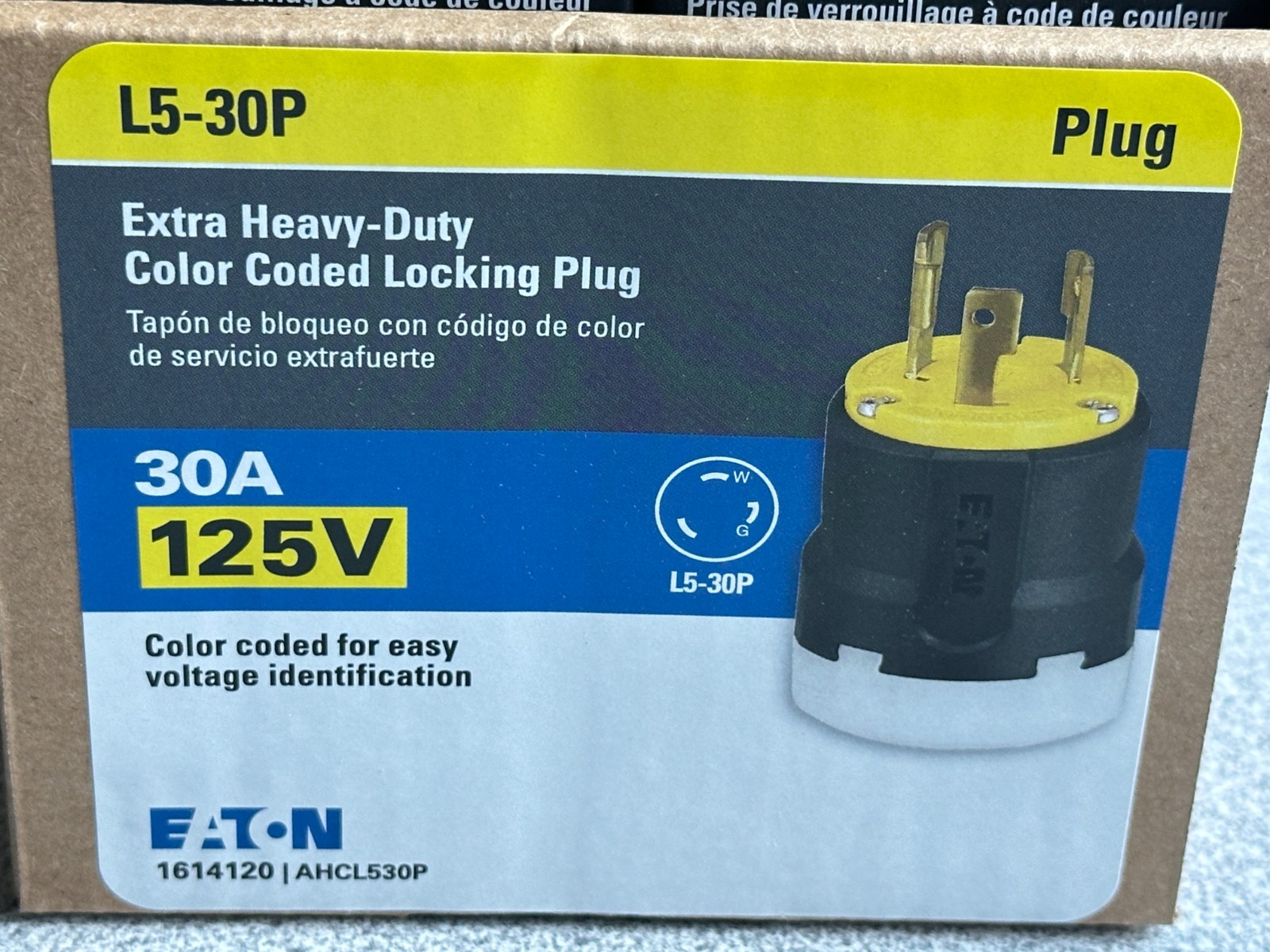 6 NEW Eaton AHCL530P Locking Plug L5-30P 30A 125V Yellow 2 Pole 3 Wire Case Lot