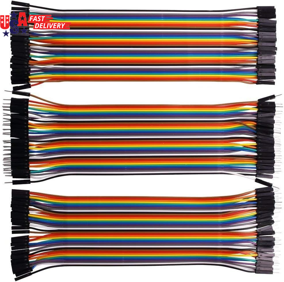 120Pcs Multicolored Dupont Wire 40Pin M/F, 40Pin M/M, 40Pin F/F Breadboard Jumpe