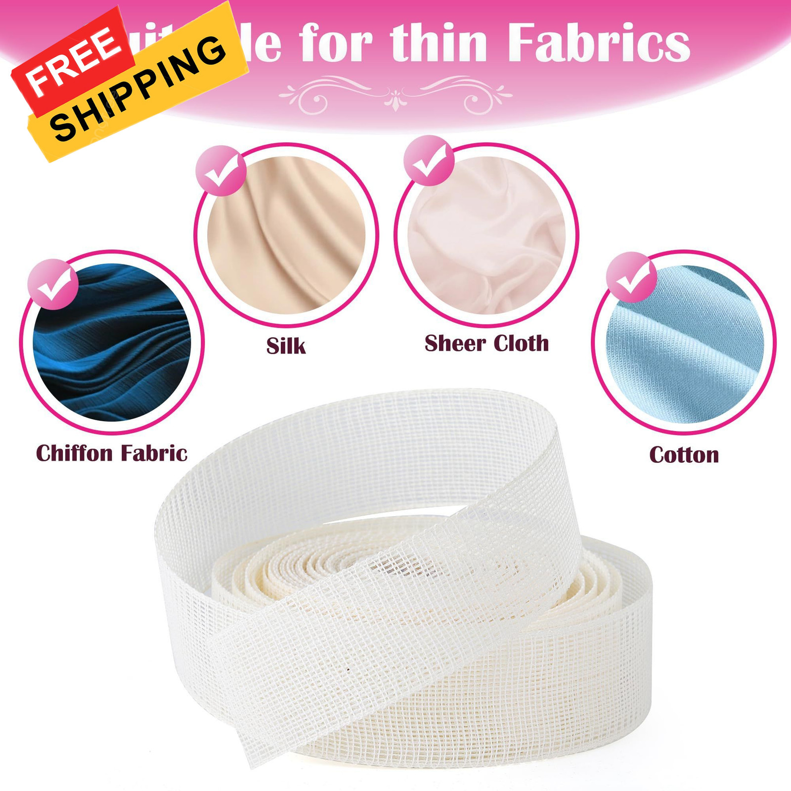 MYLbeter Fishbone Hem Tape for Sewing 2.5 yards x 1.38 inches, beige 2.5yards