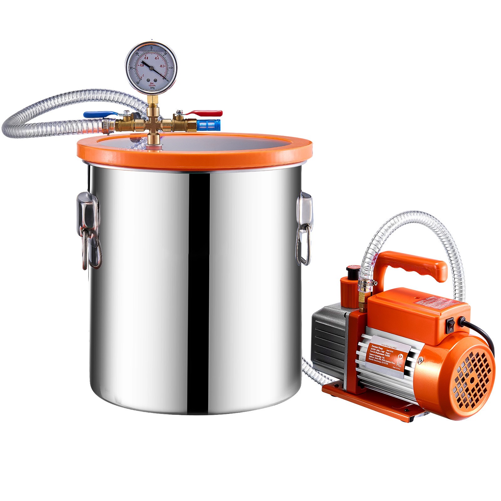 5 Gallon Vacuum Chamber 3.5CFM Single Stage Pump Degassing Chamber Kit