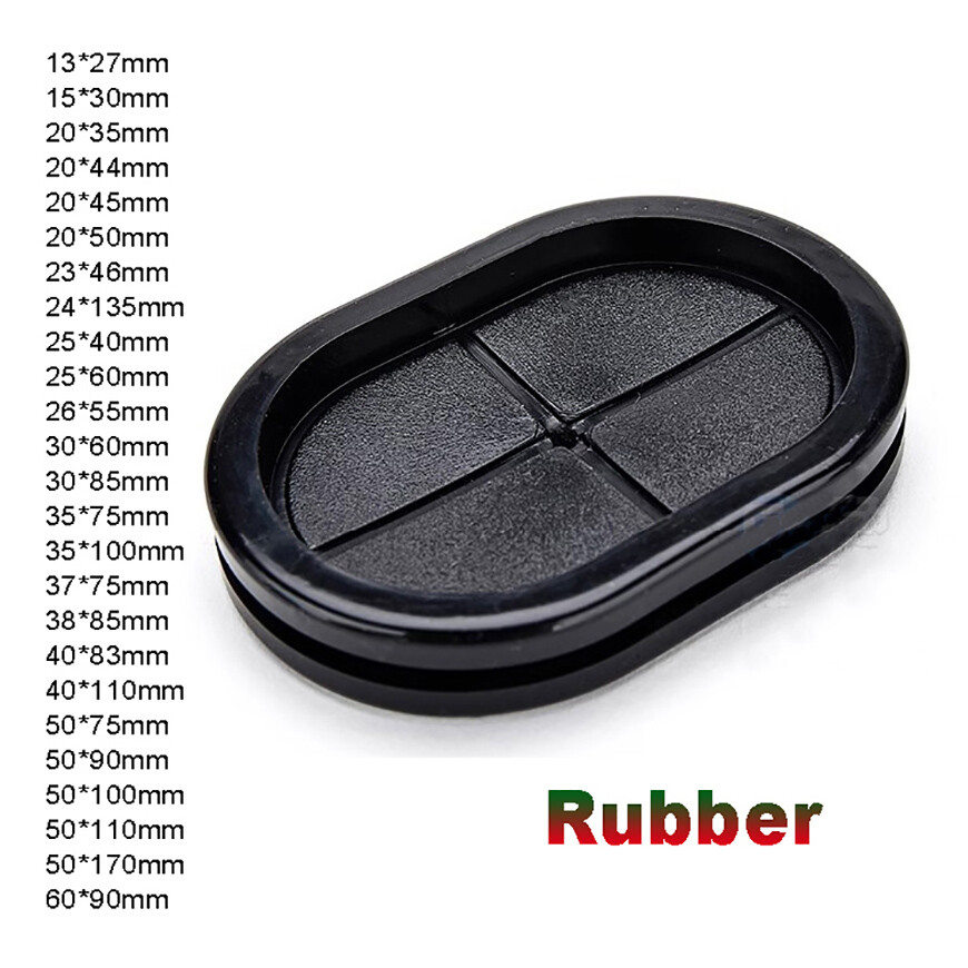 Oval Rubber Grommet Closed Blind Plug Bung Bungs For Wiring Cable Protect Black