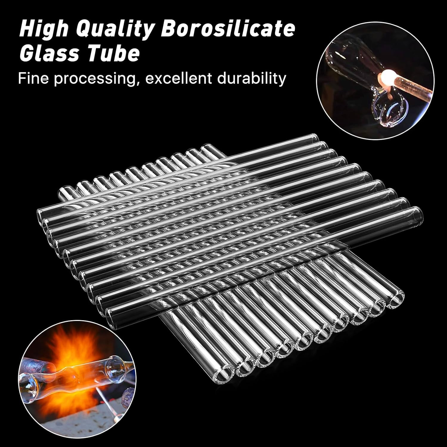 20 Pieces 12 Inches Long Clear Glass Tubes for Art DIY, 12Mm OD 8Mm ID 2Mm Thick