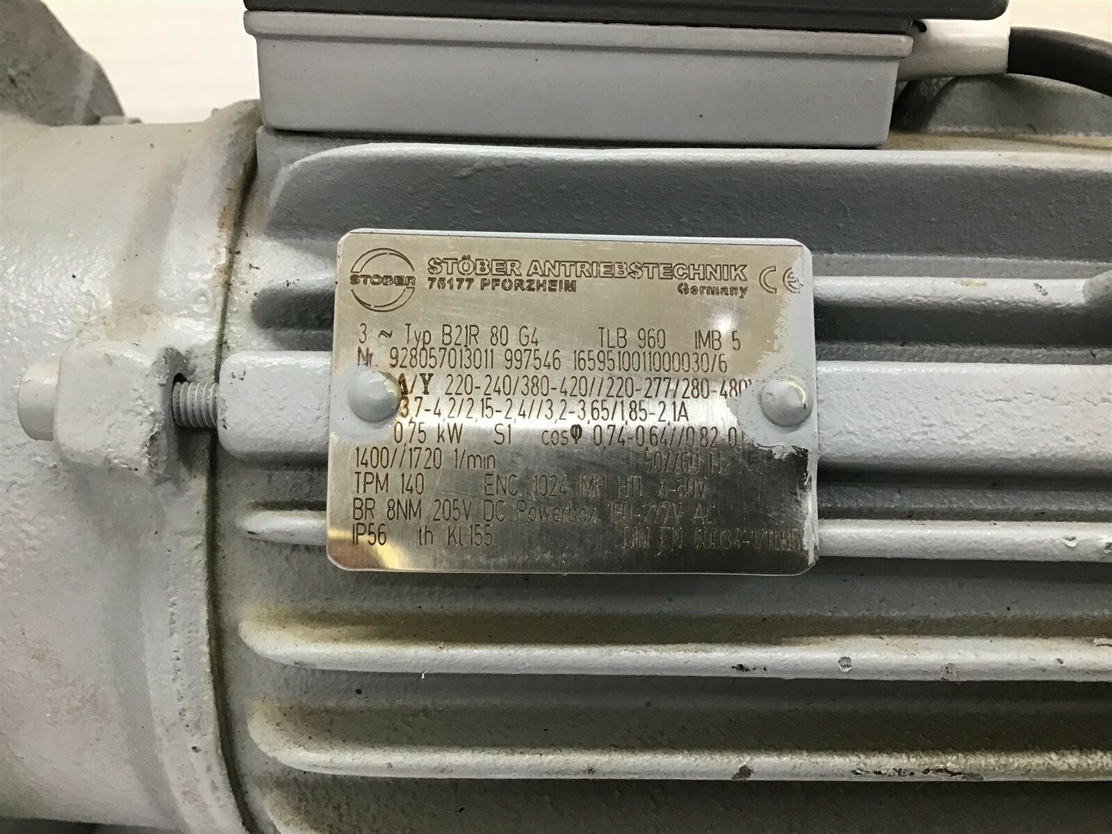 Stober Antriebstechnik C002N0063D80L4 Gearmotor 0.75 kW 280-480 V W/ Brake