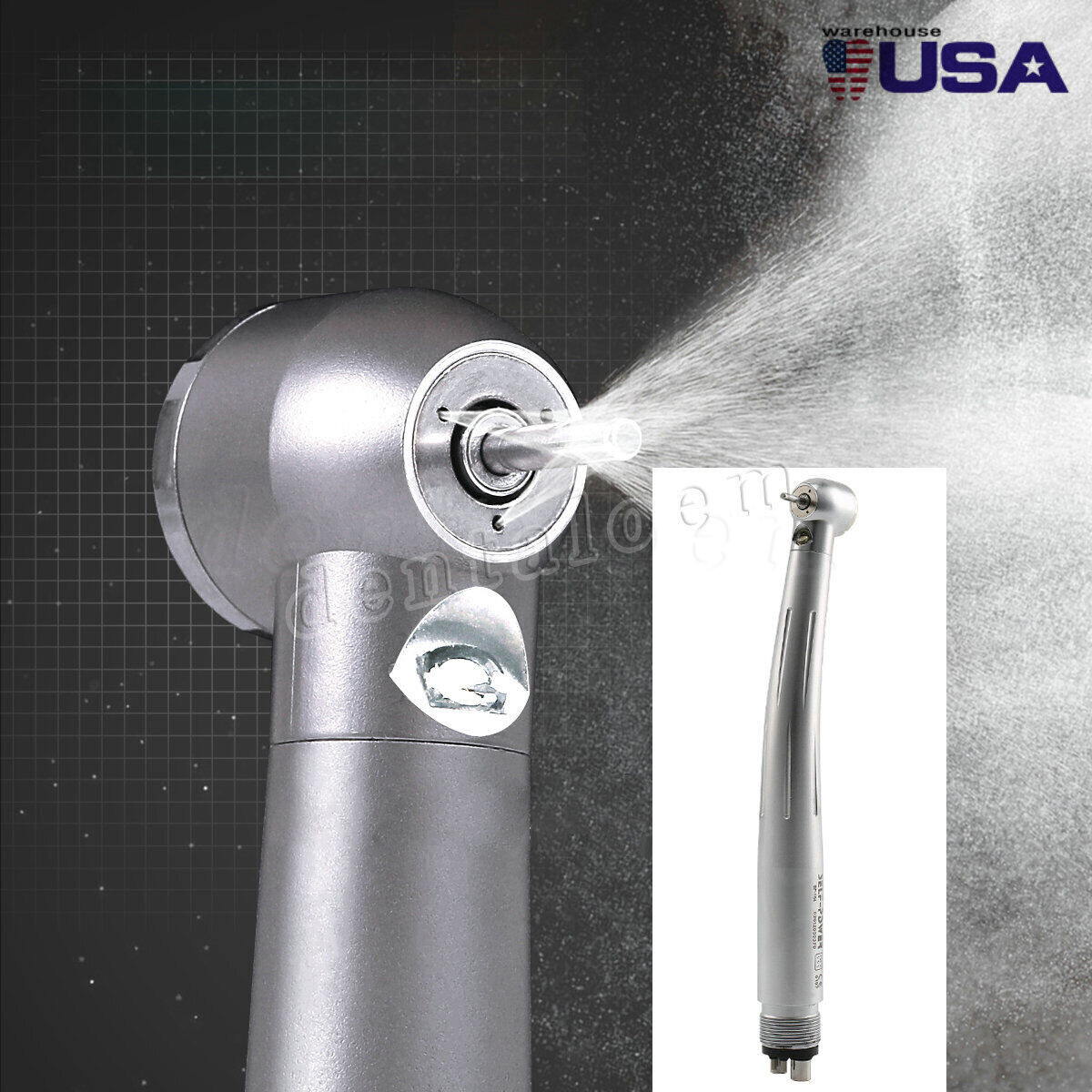 Dental 4 Hole LED E-generator Fiber Optic High Speed Handpiece Turbine PDM USA