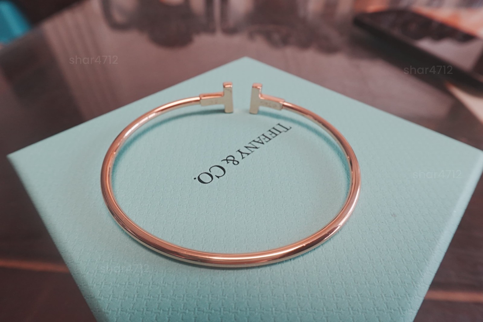 NewTlffany Co.18K rose Gold Diamond Turquoise Enamel Bracelet 7” W/ Box