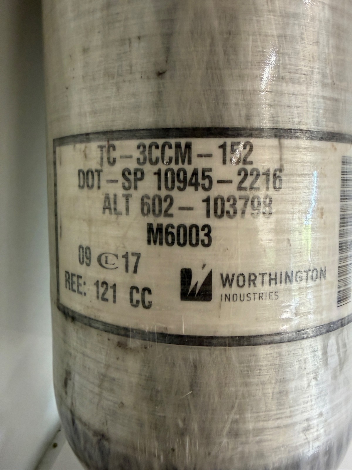 Worthington Ind TC-3CCM-152 Firefighter SCBA Cylinder Air Tank W SCOTT Valve
