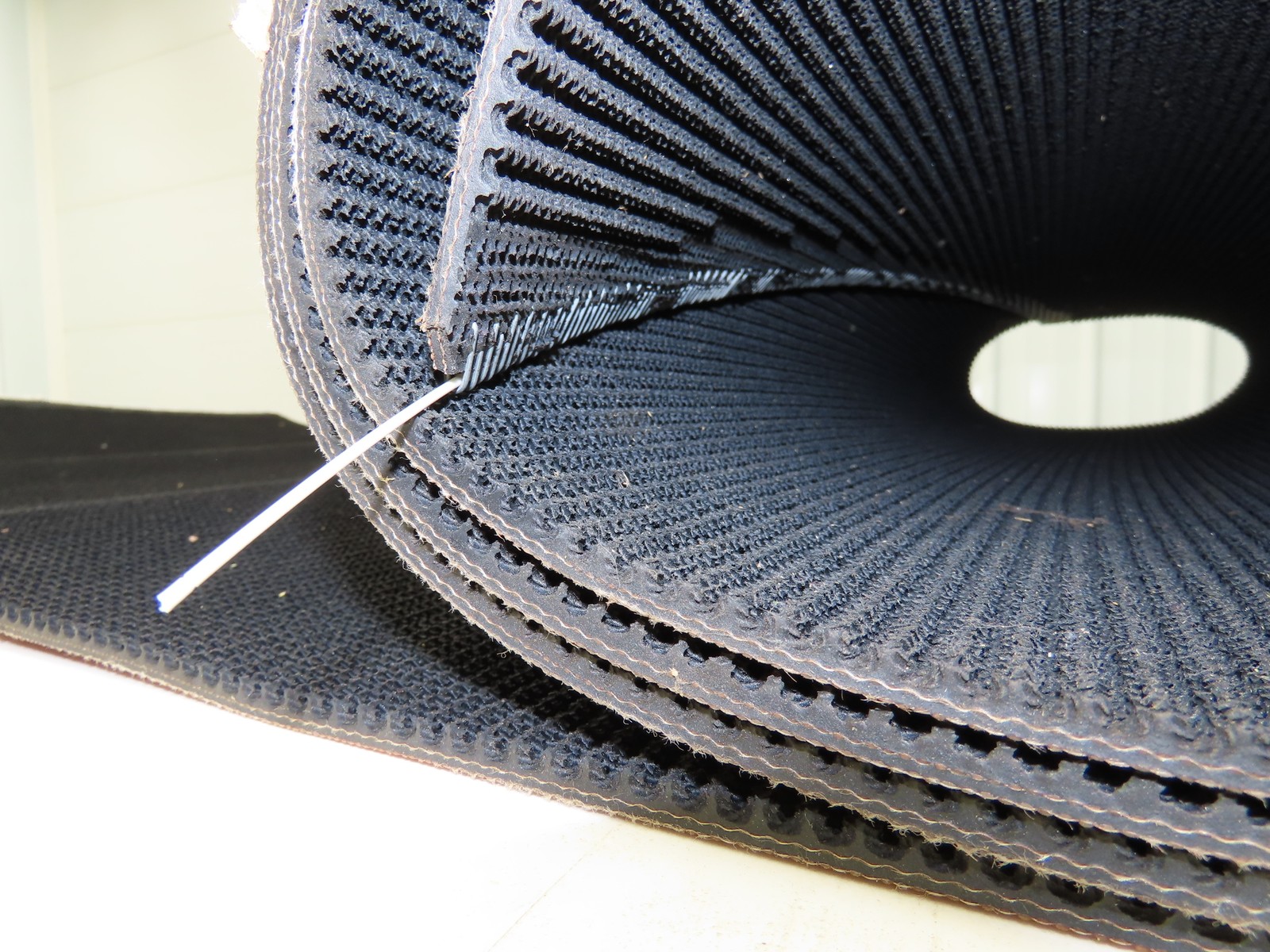 34″W x 12′ 4″ Grip-Top Incline Conveyor Belt Laced 2-Ply Black Rubber PHR2-160