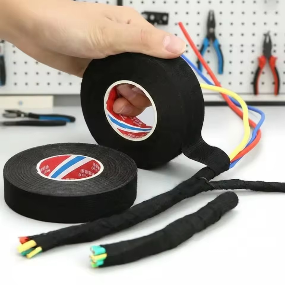 Heat Resistant Automotive Tape Flame-Retardant Cloth Sticky Fabric Black (50ft)