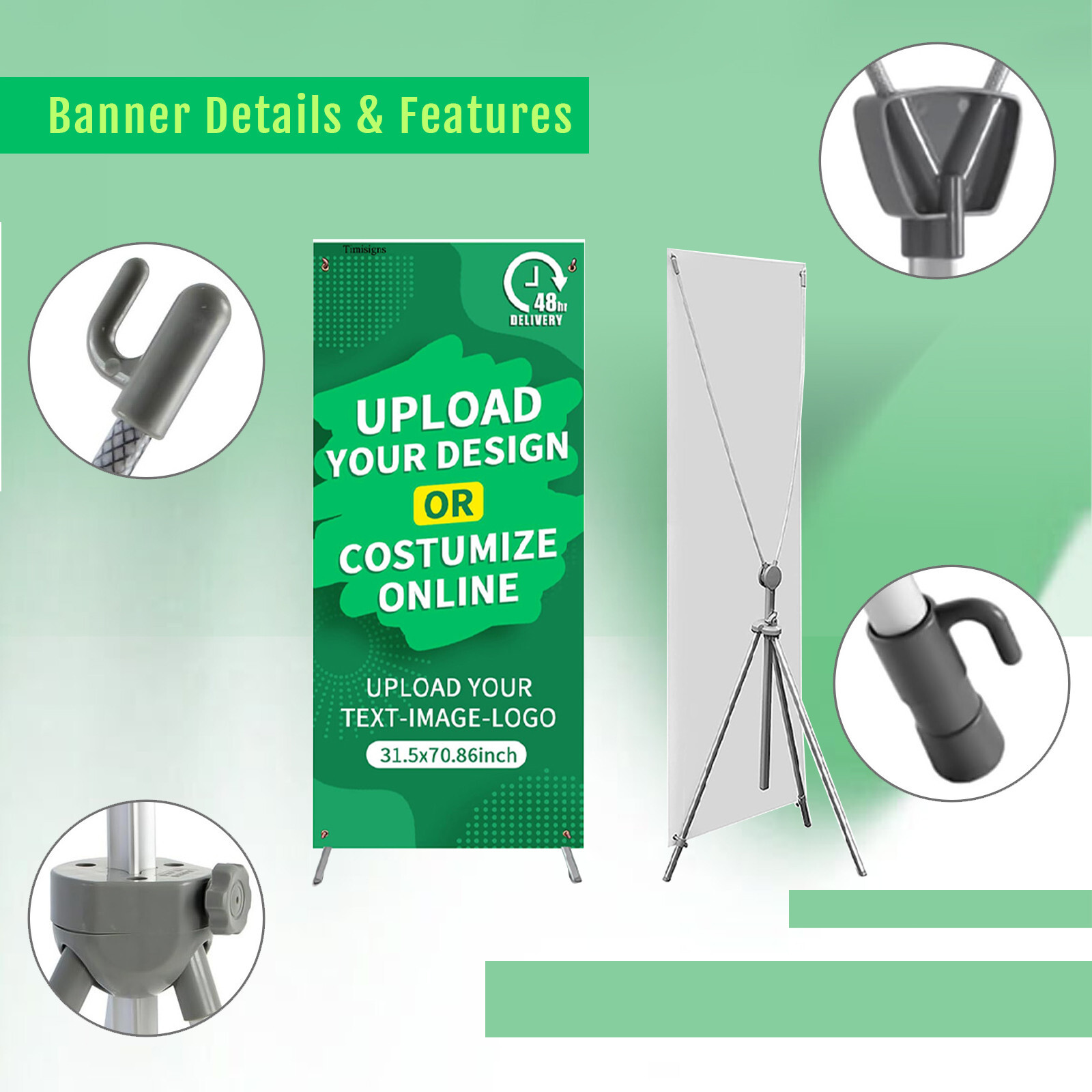 Custom Banner with X Stand-Foldable Stand with Handbag-31.5×70.86in