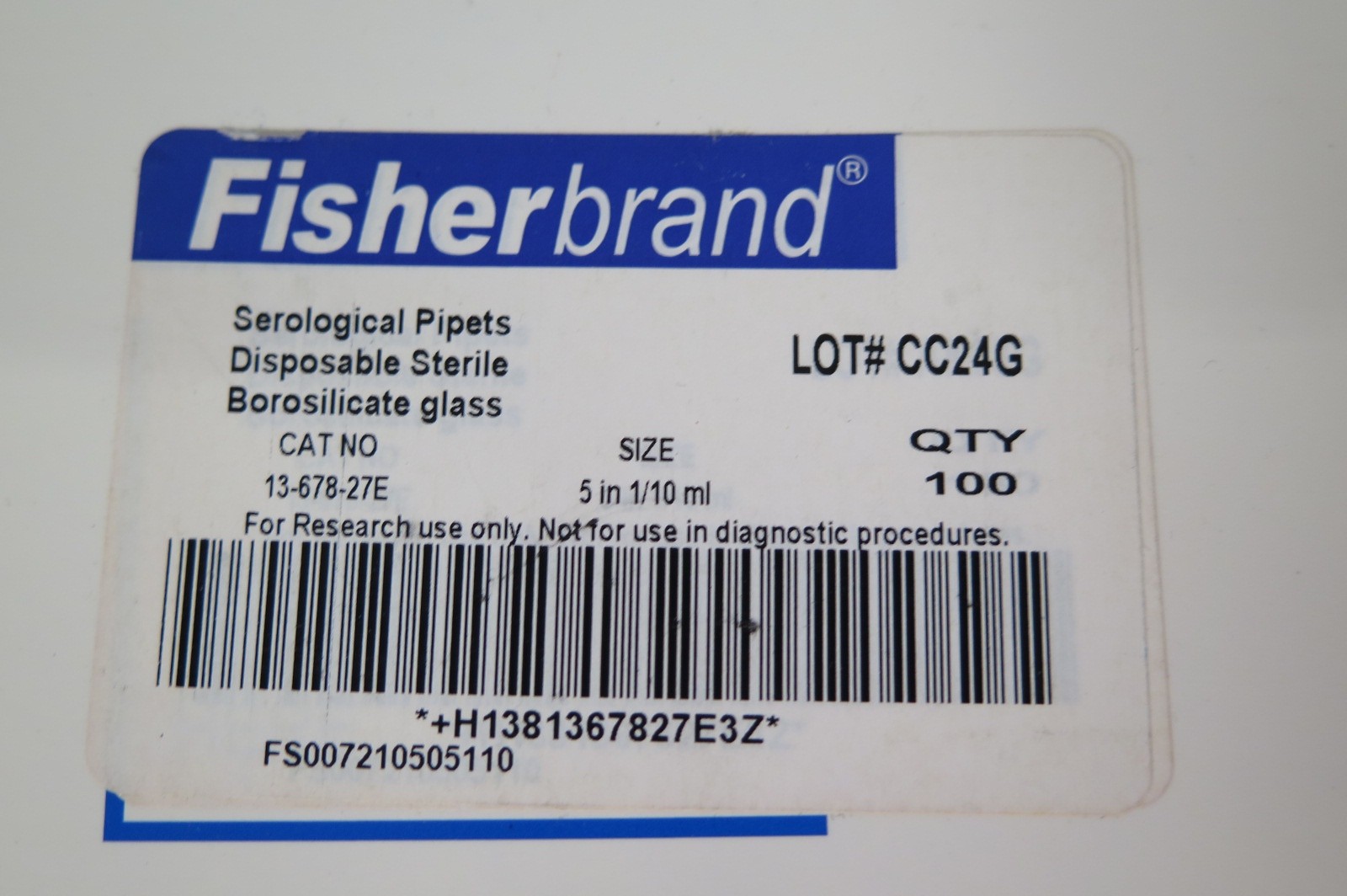 R202610 (2) Boxes Fisherbrand Serological Pipets 5 mL in 1/10 – 13-678-27E