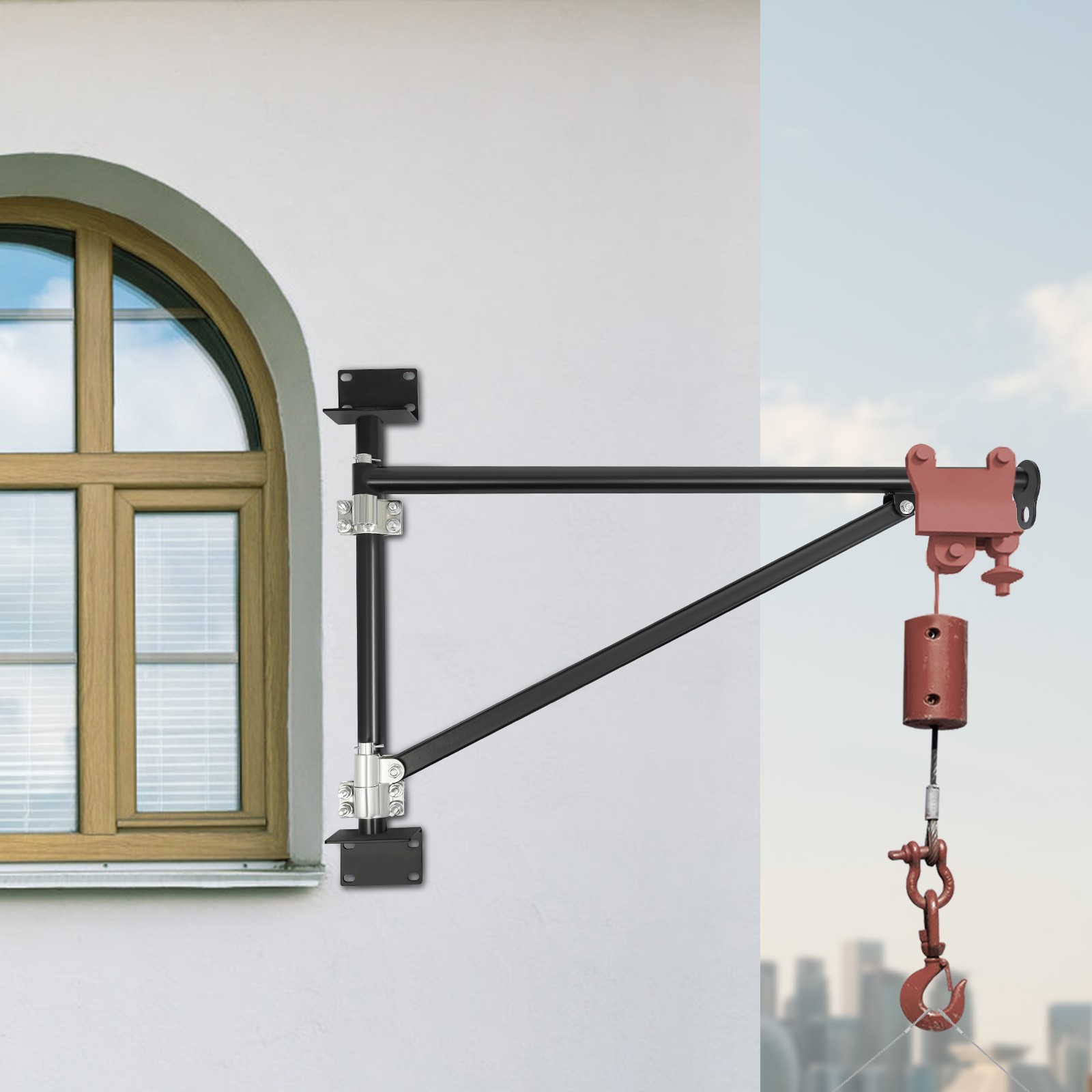 Wall Mount Crane Bracket, Alloy Steel Hoist Bracket, Crane Swing Arm with Pole