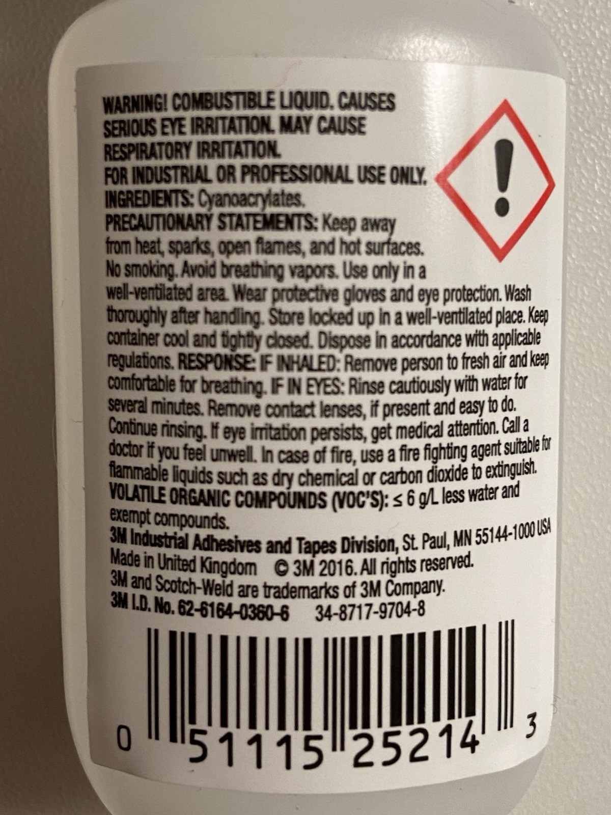 3M Scotch-Weld PR100 Instant Adhesive for Plastic & Rubber Clear 20g Exp 2027