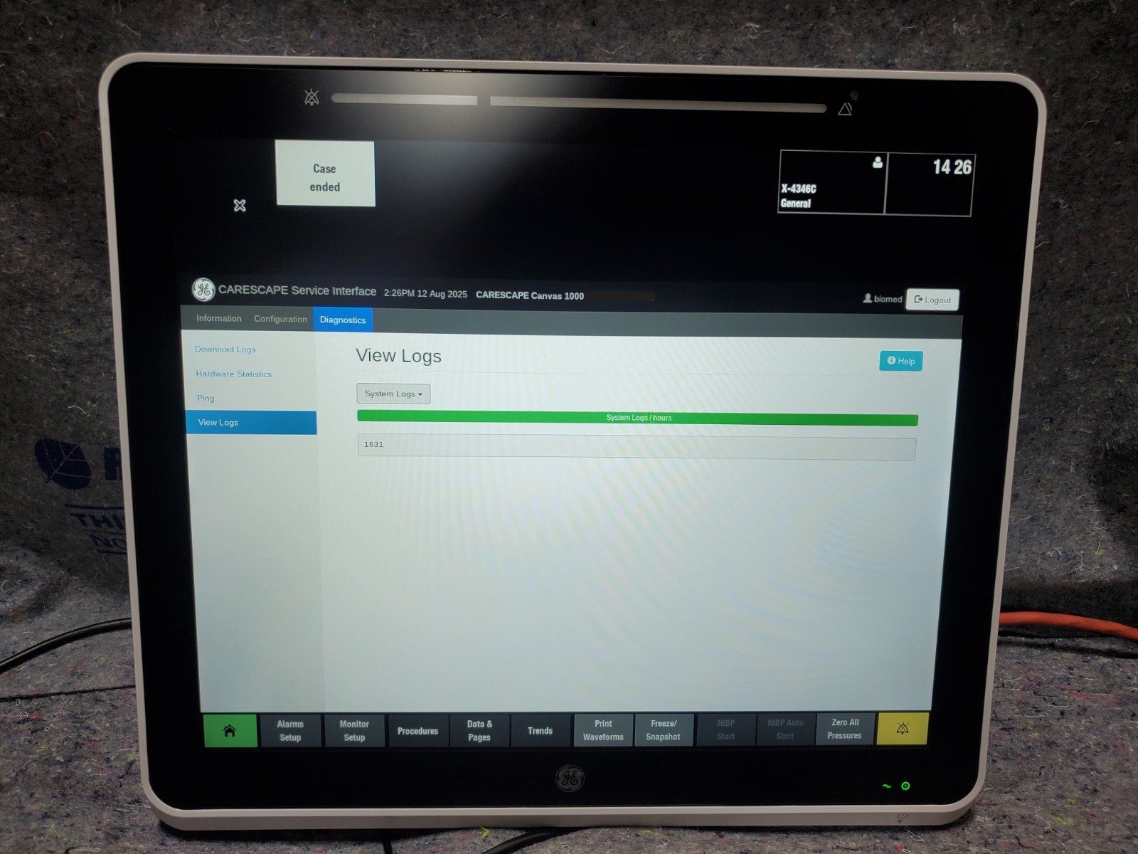 GE Carescape Canvas 1000 Patient Monitor 2024 5876727