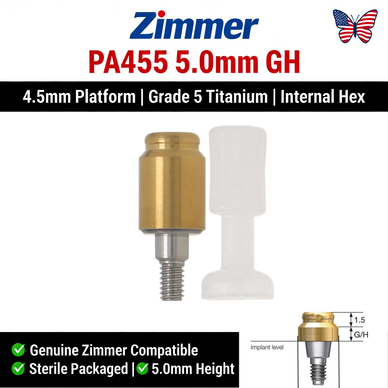 Locator Abutment 1–5mm for Zimmer TSV 3.5/4.5 Compatible MIS Adin Male Caps Tool