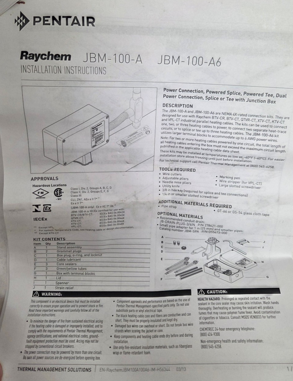 New Pentair Raychem JBM-100-A Multi Entry Power Connection & Junction Box