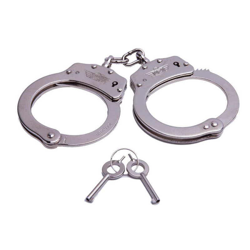 UZI Model HC-C Chain-Linked Handcuffs & Keys, Stainless Steel, Silver