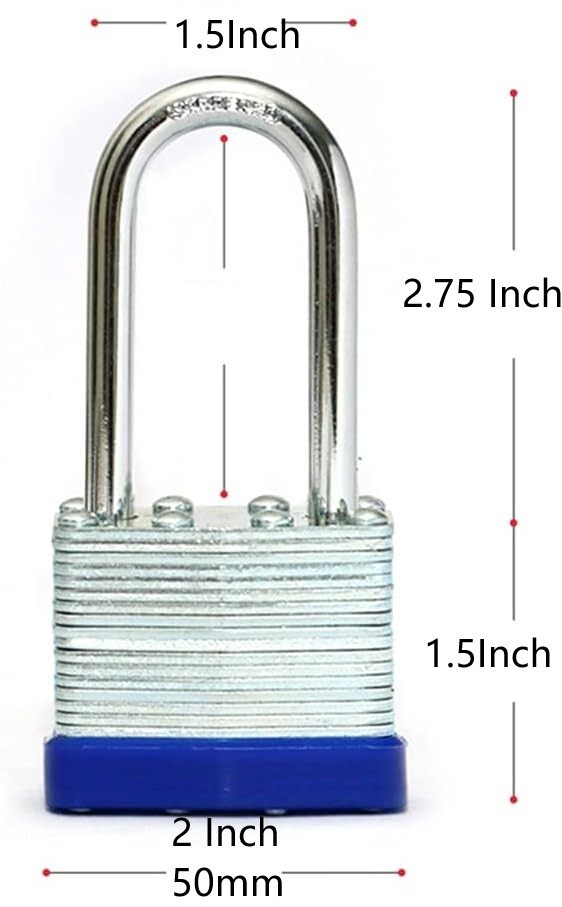 Lot of 12 Piece 50mm 2inch Laminated Pad Locks Keyed the Same Alike Long Shackle