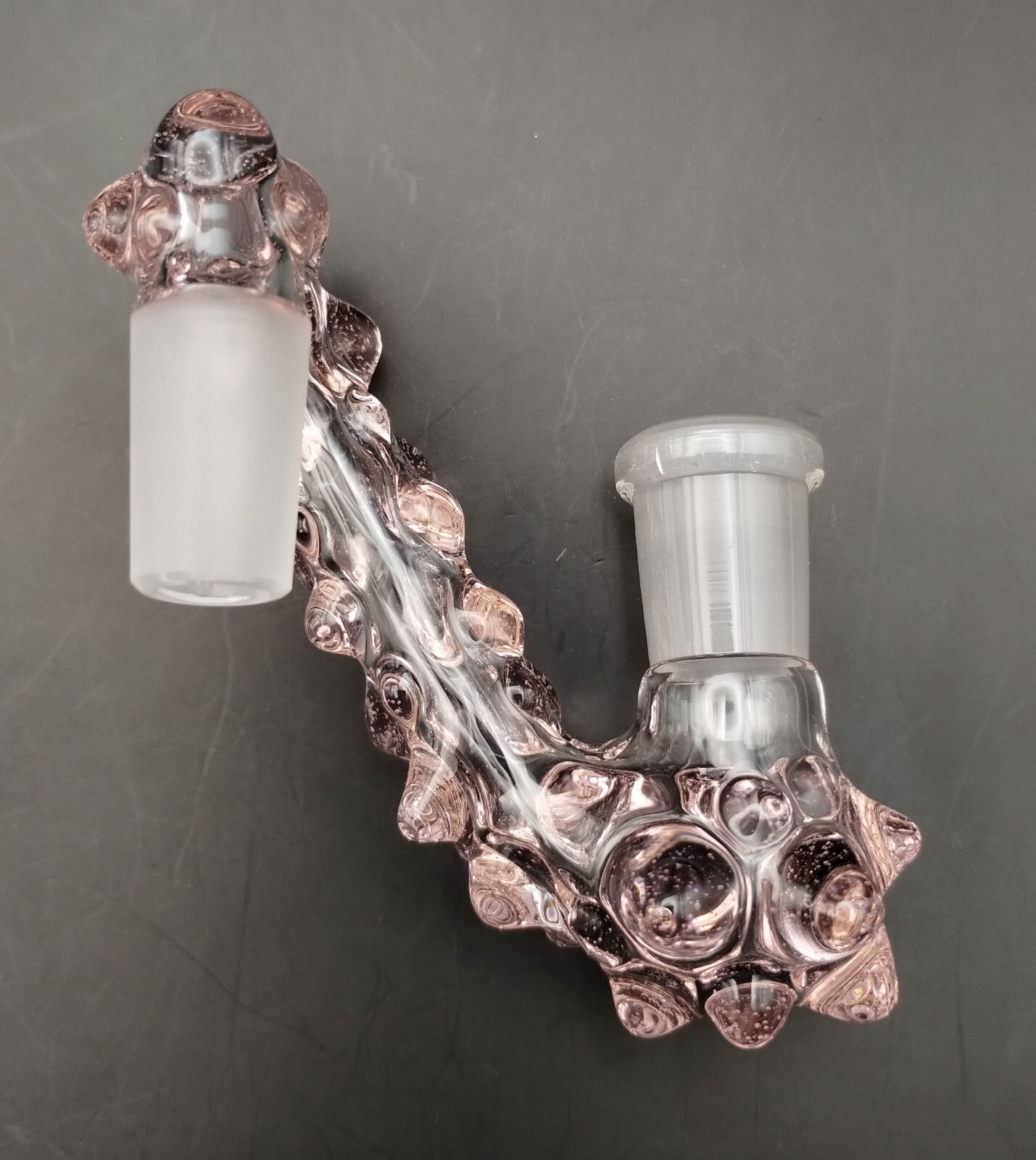14mm Peach Pink Glass Drop Down Attachment Adapter
