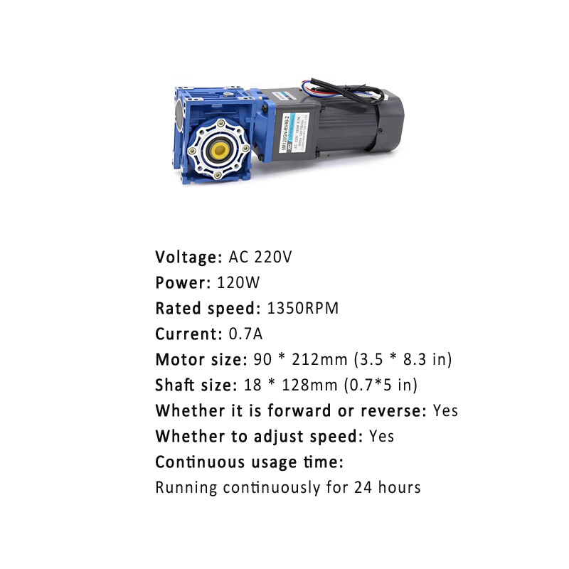 120W RV40 AC Worm Gear Reducer Gearbox Motor CW/CCW Gearmotor With Controller