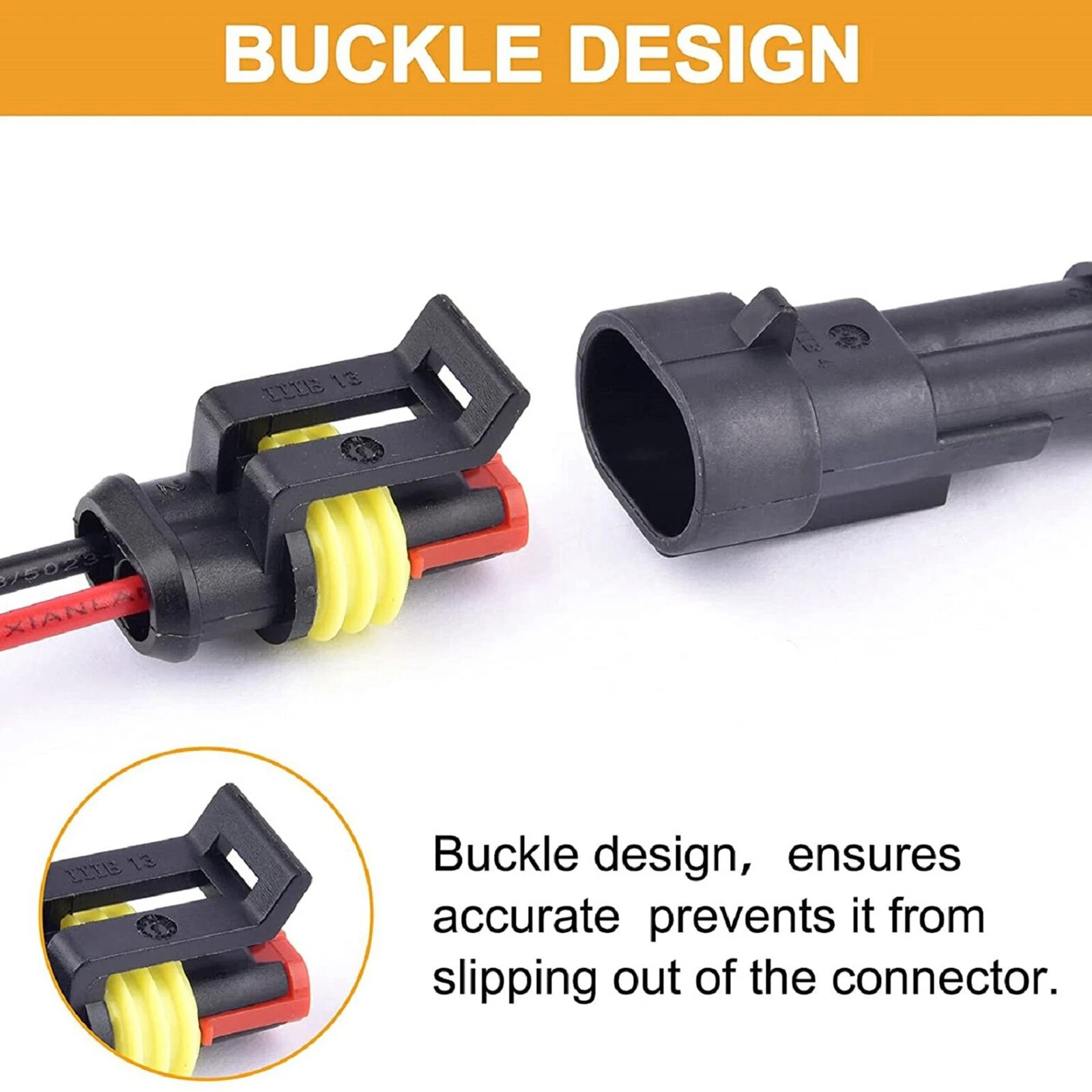 2Pin Way Car Waterproof Male Female Electrical Connector Plug Wire Kit Set Lot
