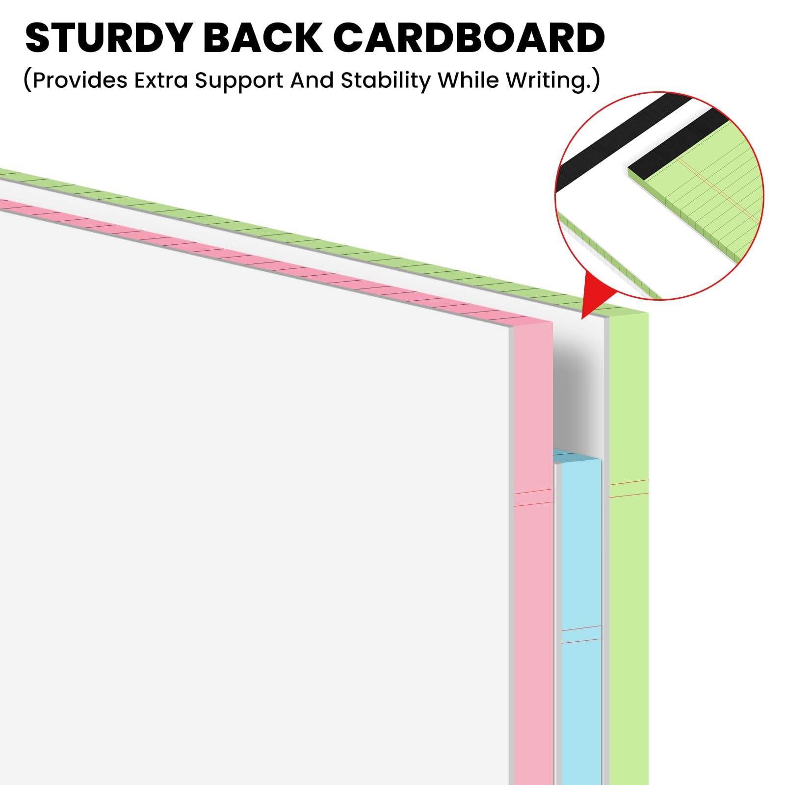 3pcs Legal Pads 8.5 x 11, Color Notepads x 11 In, Pink/Blue/Green