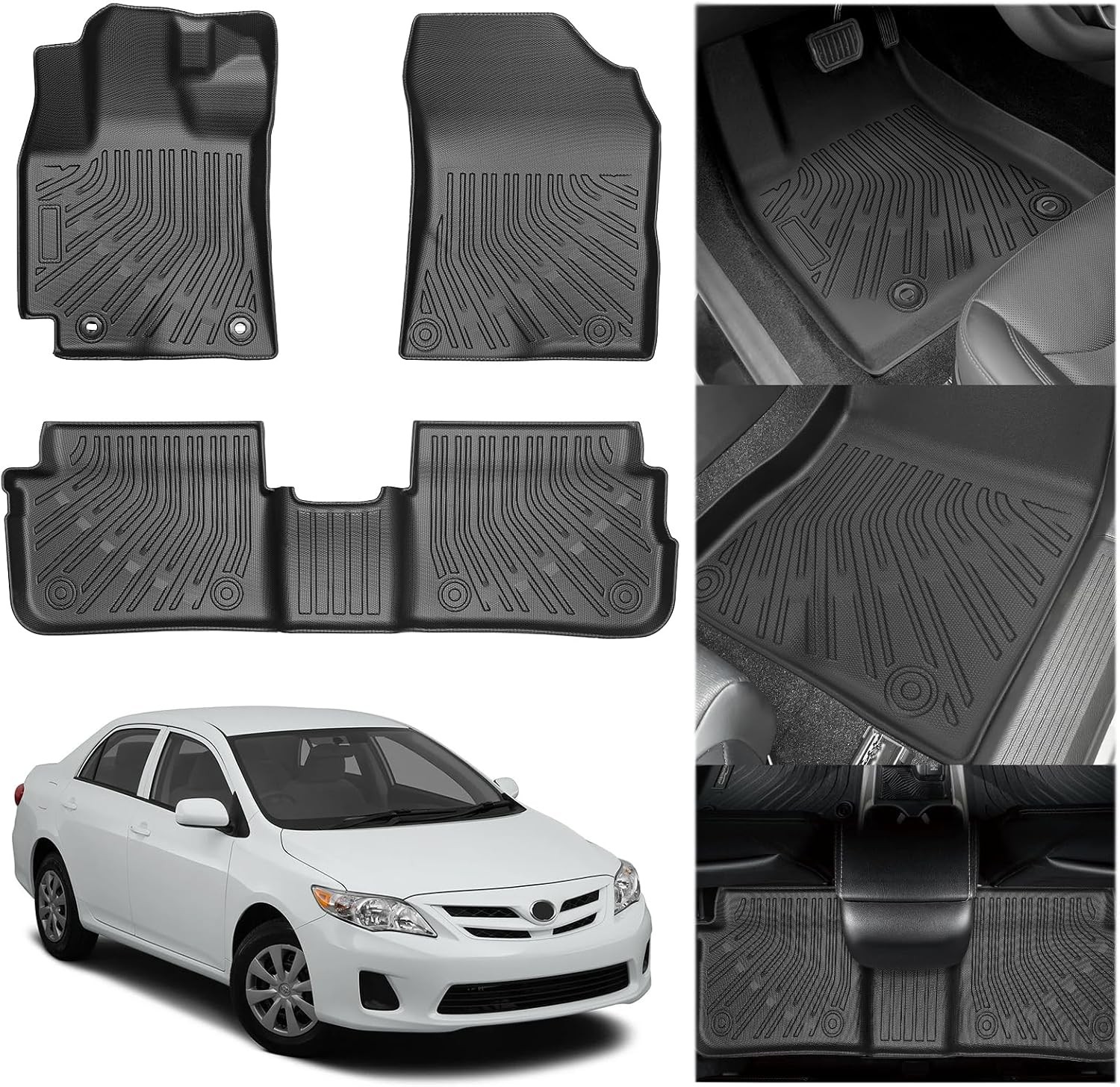 Corolla 09-13 Floor Mats, Custom Fit TPE All-Weather 2 Row Liners