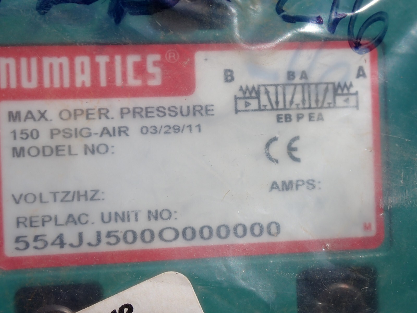 554JJ50000O000000 NUMATICS 150 PSIG – AIR NEW